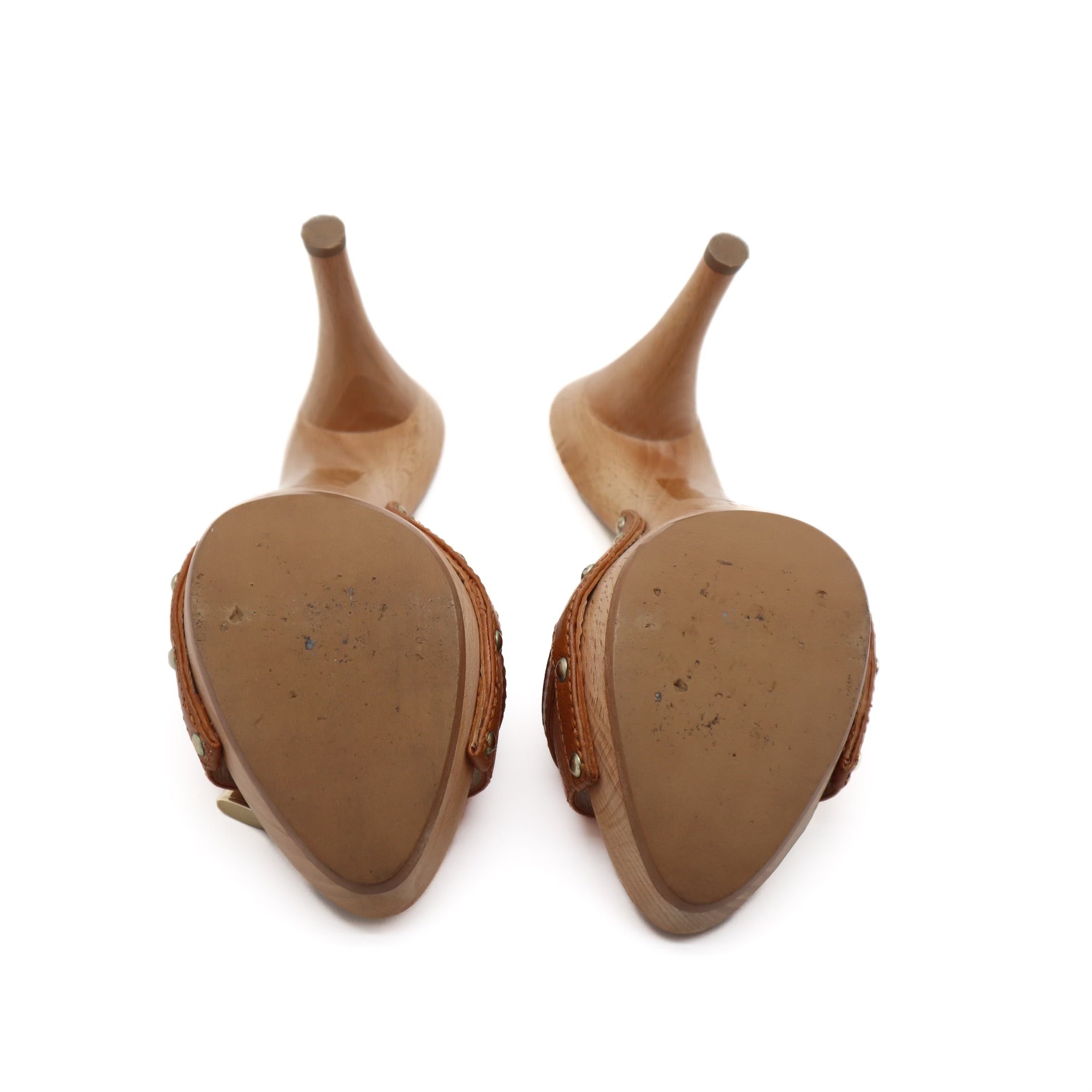Vintage Y2K Wood Clog Turnlock Heels