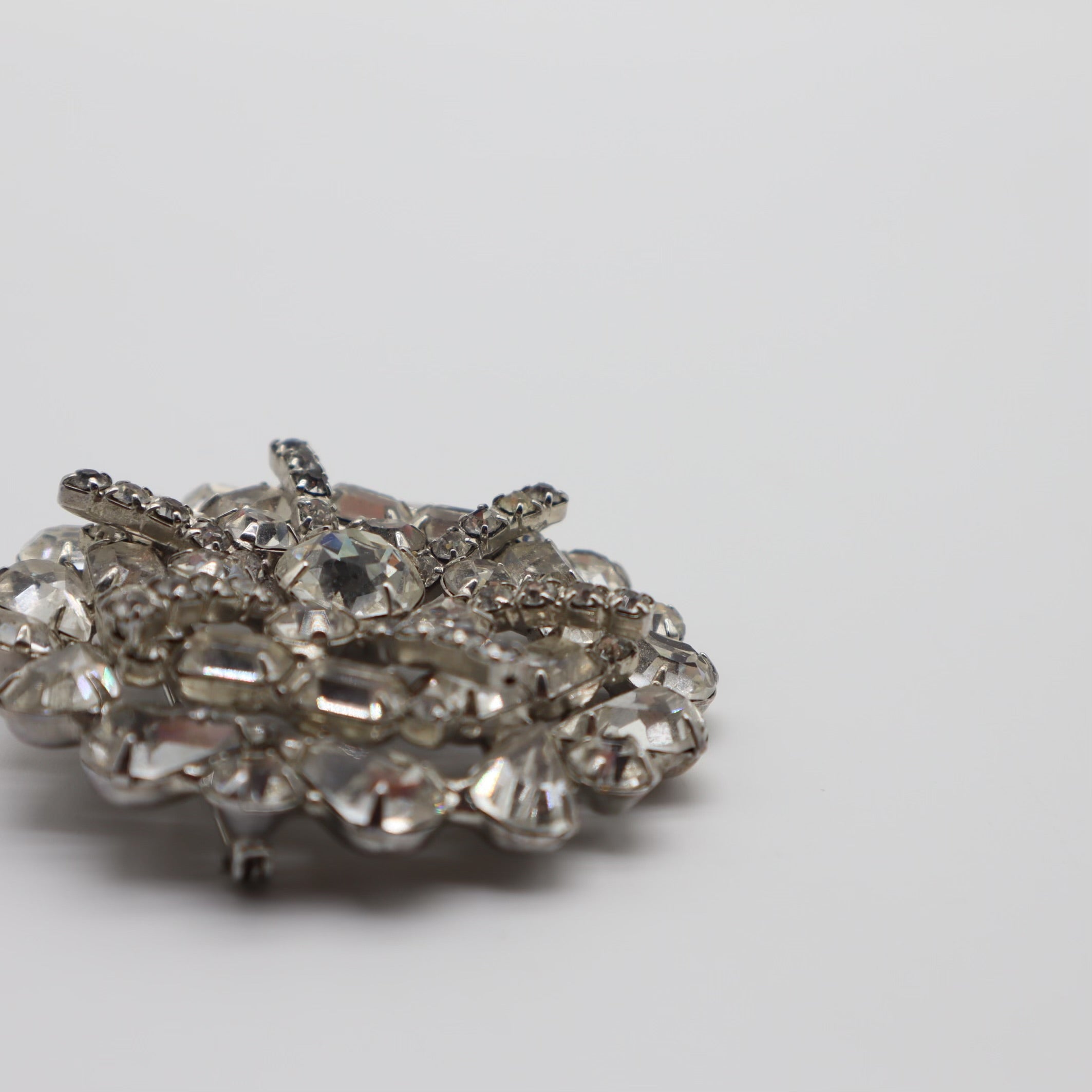 Vintage Crystal Floral Snowflake Brooch