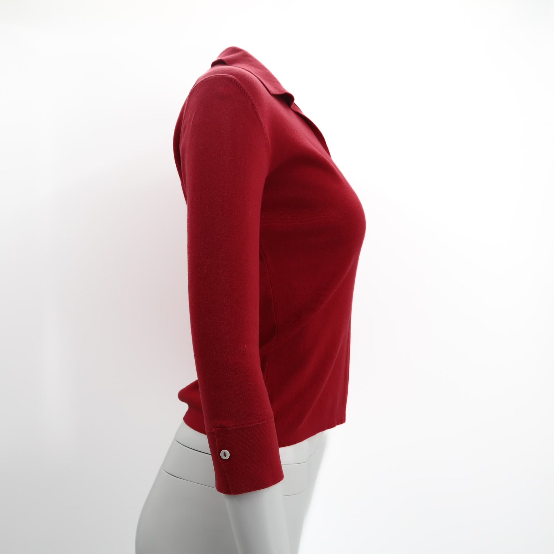 Red 3/4 Sleeve Cotton Blend Collared Shirt Size 42