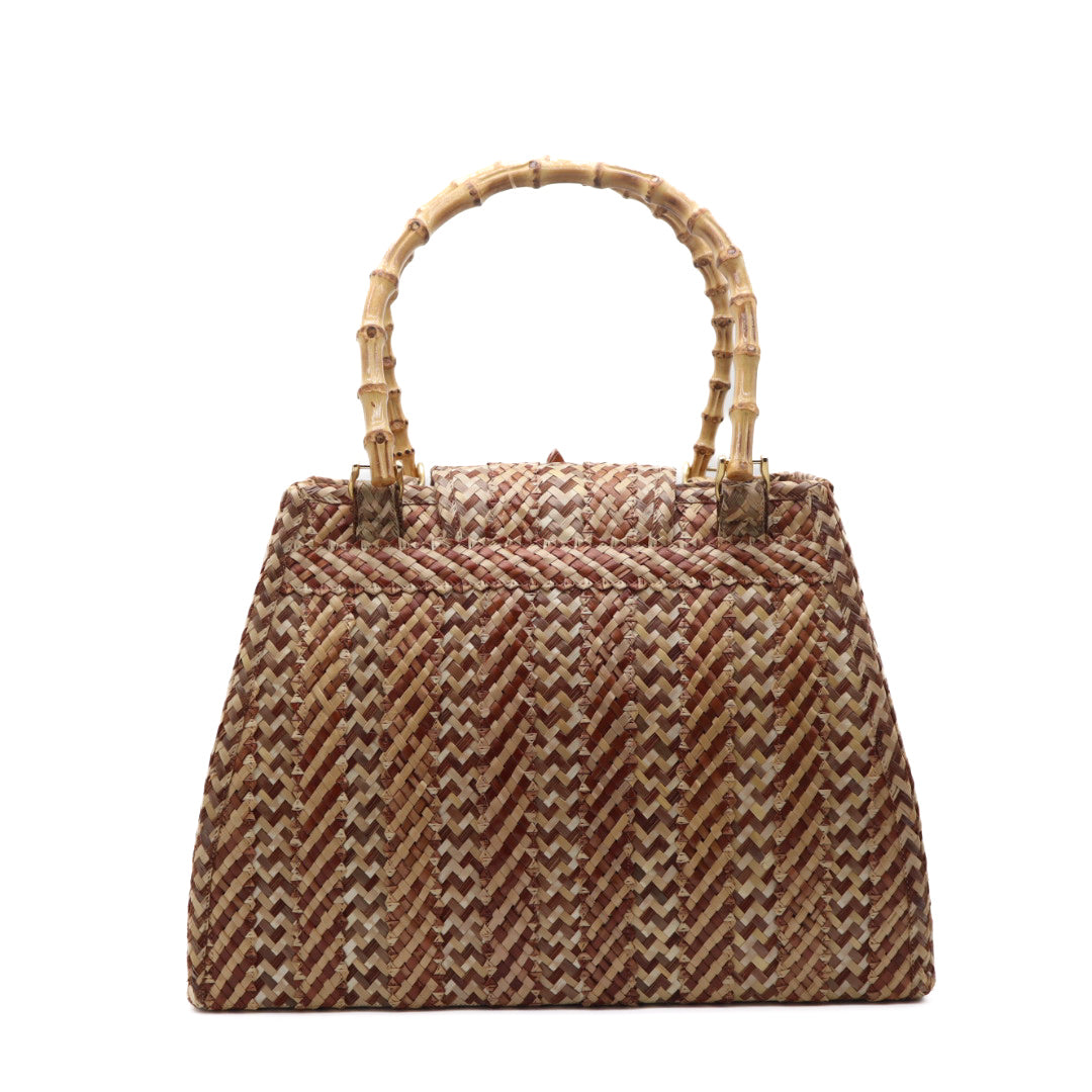 Vintage Woven Wooden Turtle Handbag