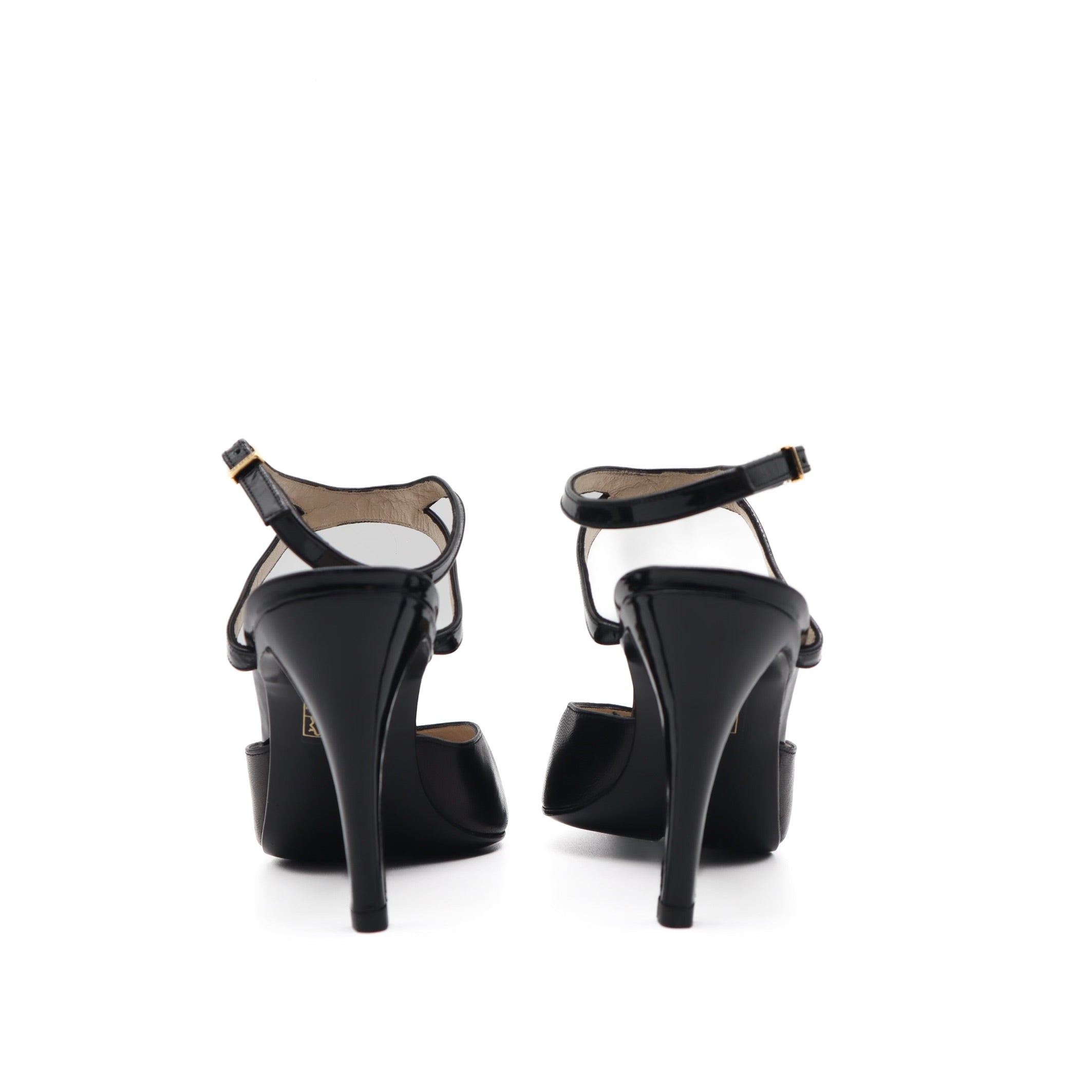Vintage Two-Toned Heeled Strappy Mules Size 37