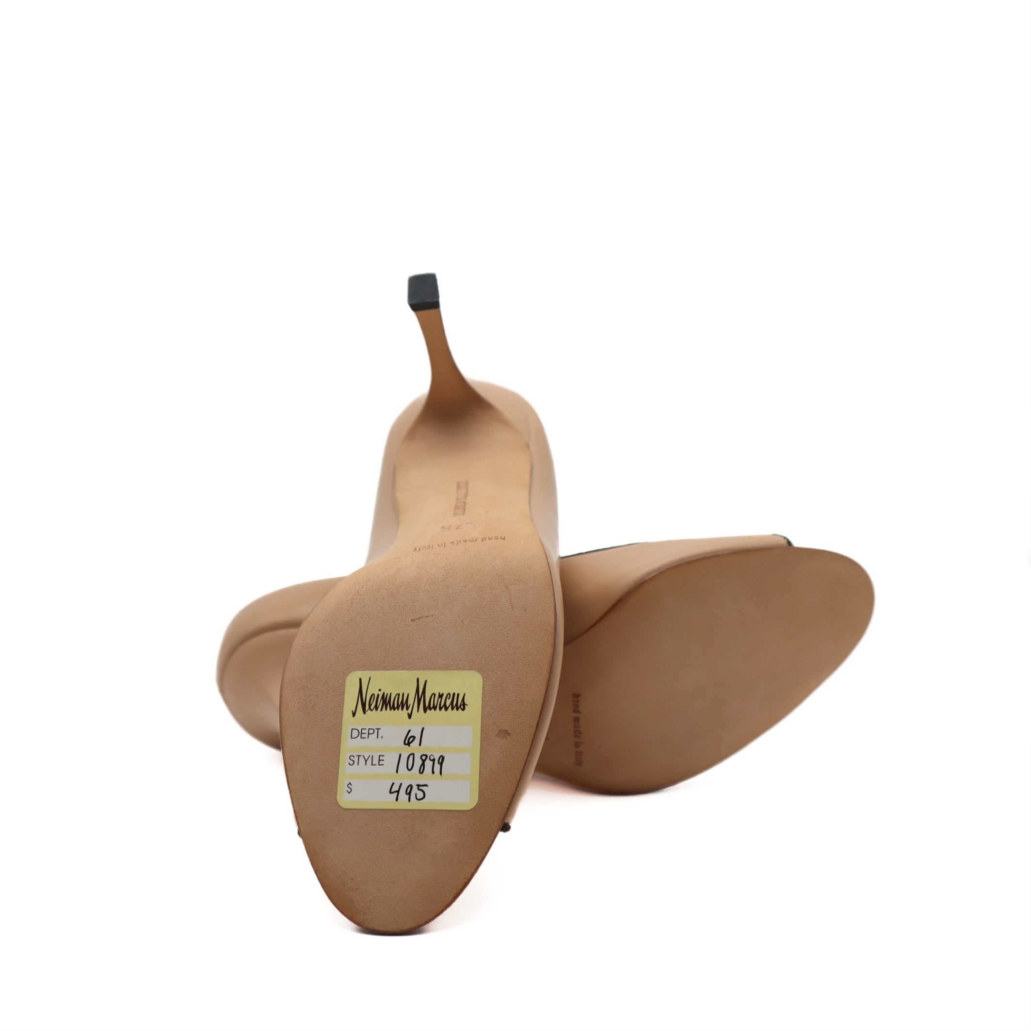 Canazza Nude Leather Peep Toe Pump Size 37.5 EU