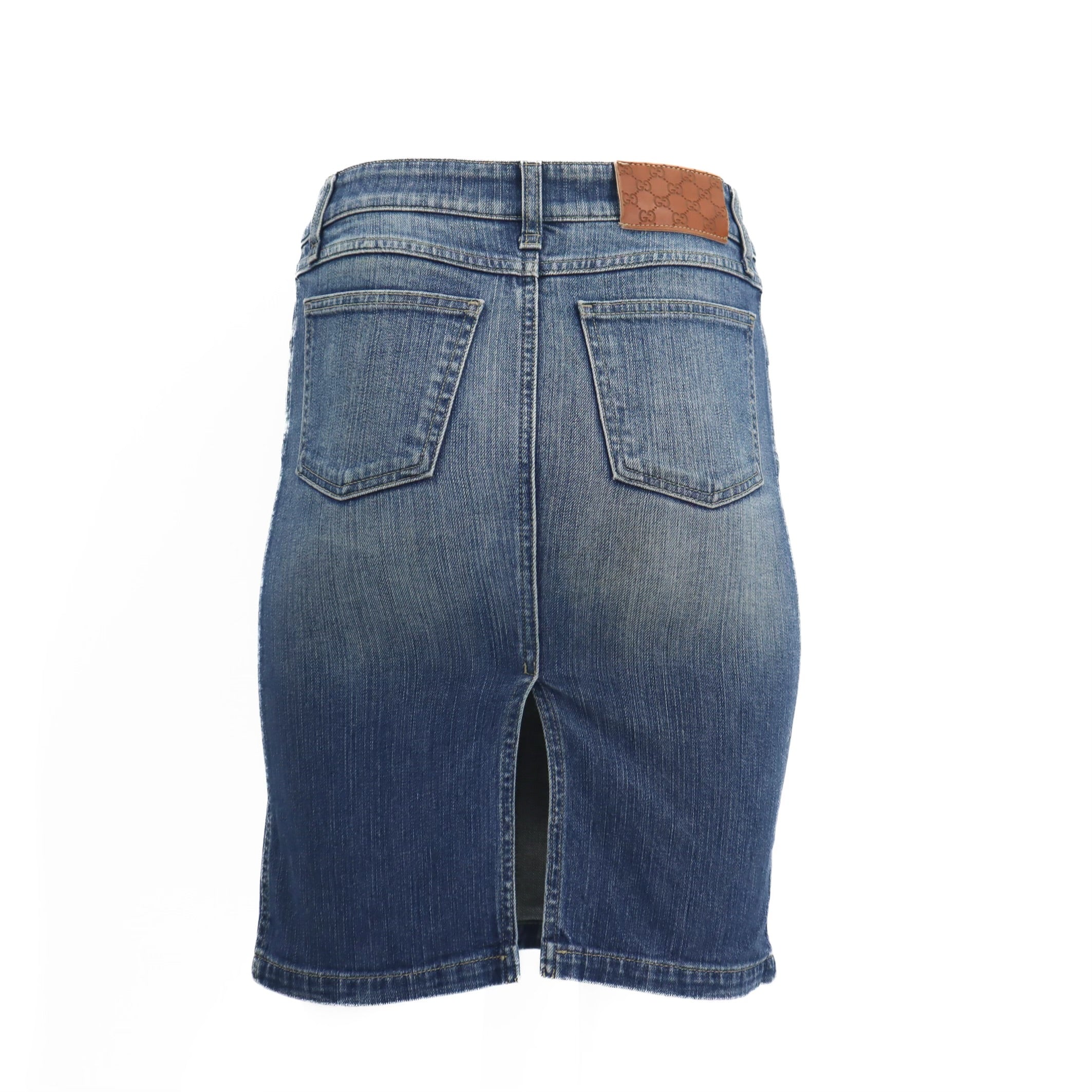Vintage Tom Ford Heart Charm Denim Pencil Skirt