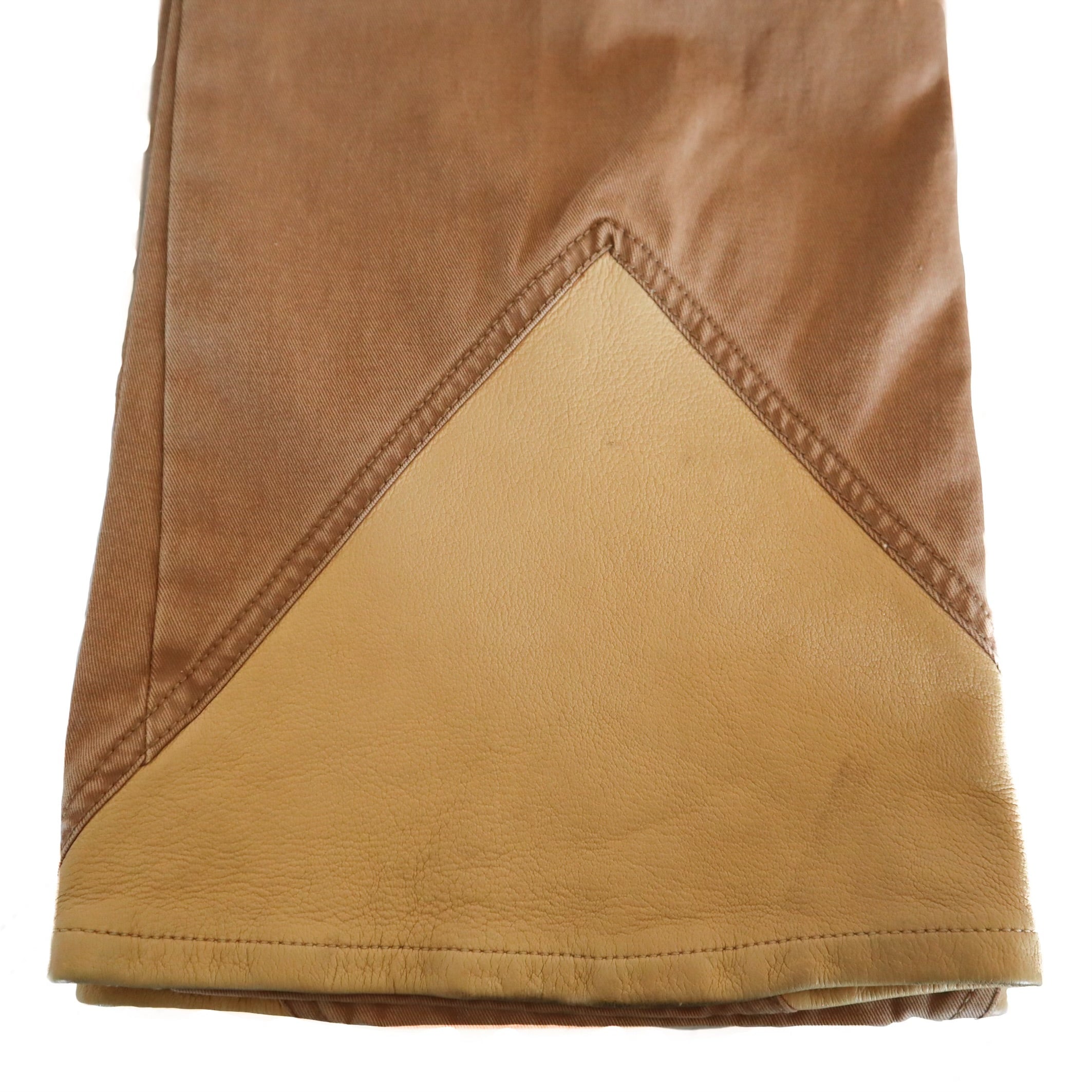 Western Flared Leather Patchwork Jeans