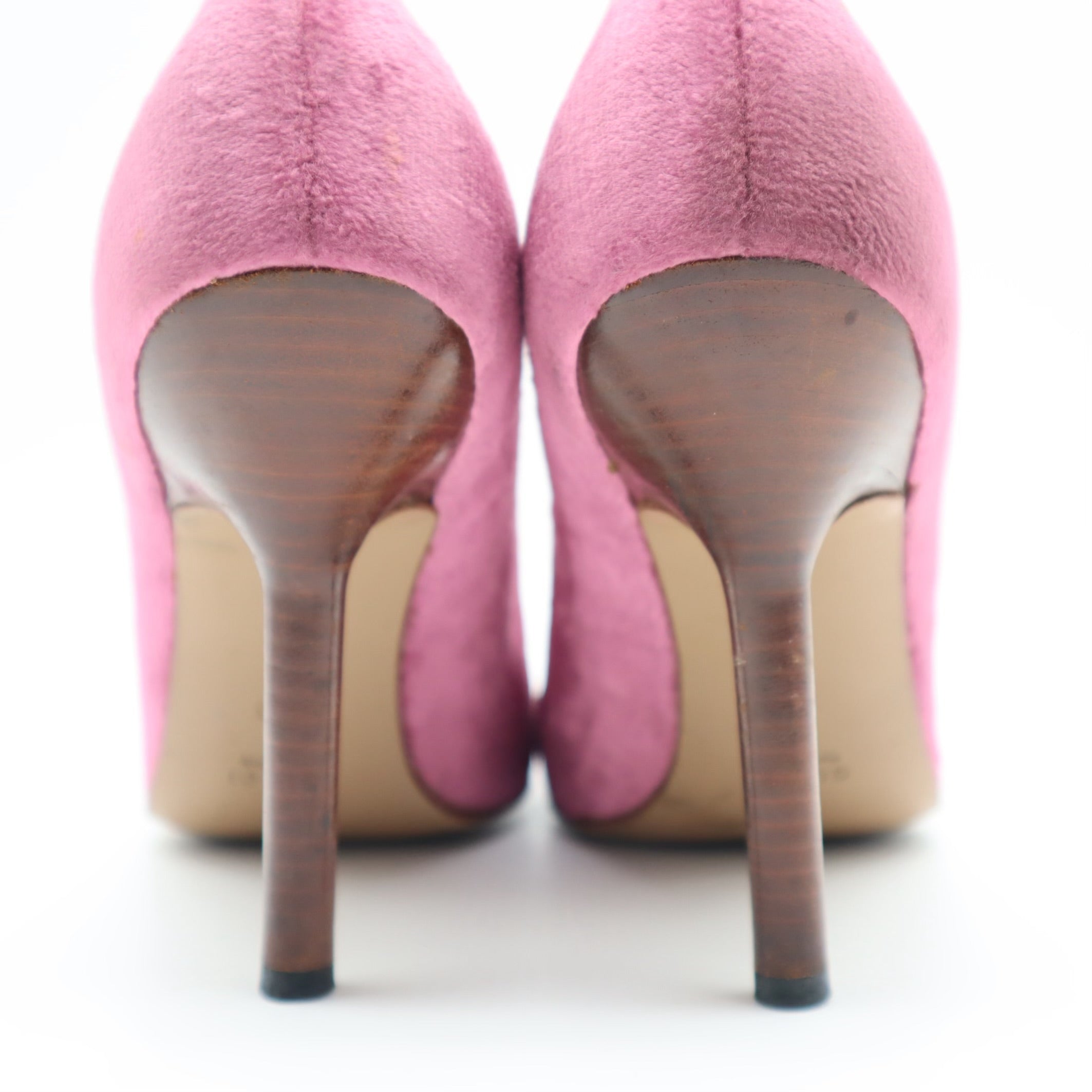 Purple Velvet Wood Heeled Pumps