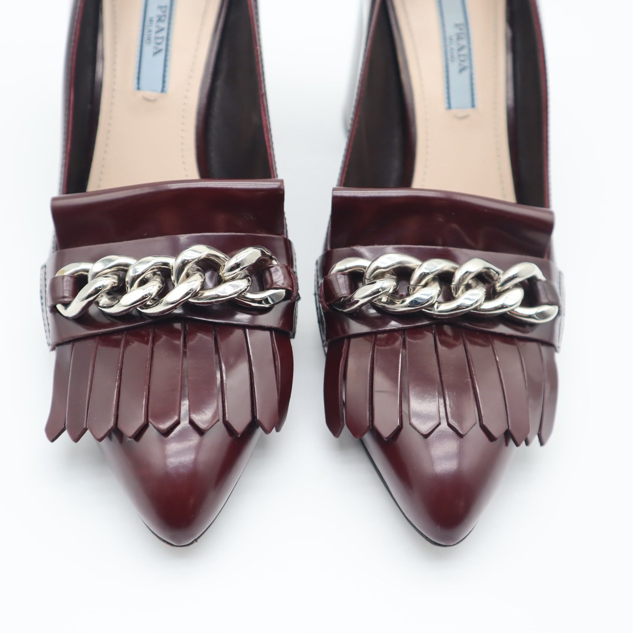 Kilted Chain Merlot Loafers