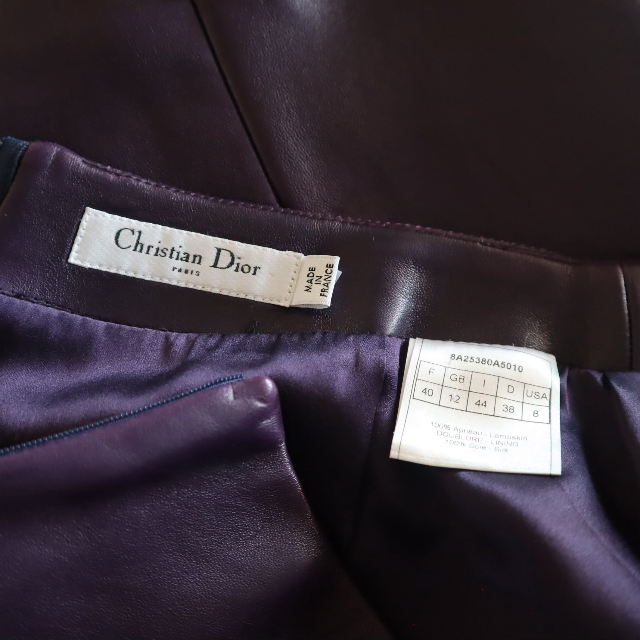 Purple Lambskin Leather Pencil Skirt