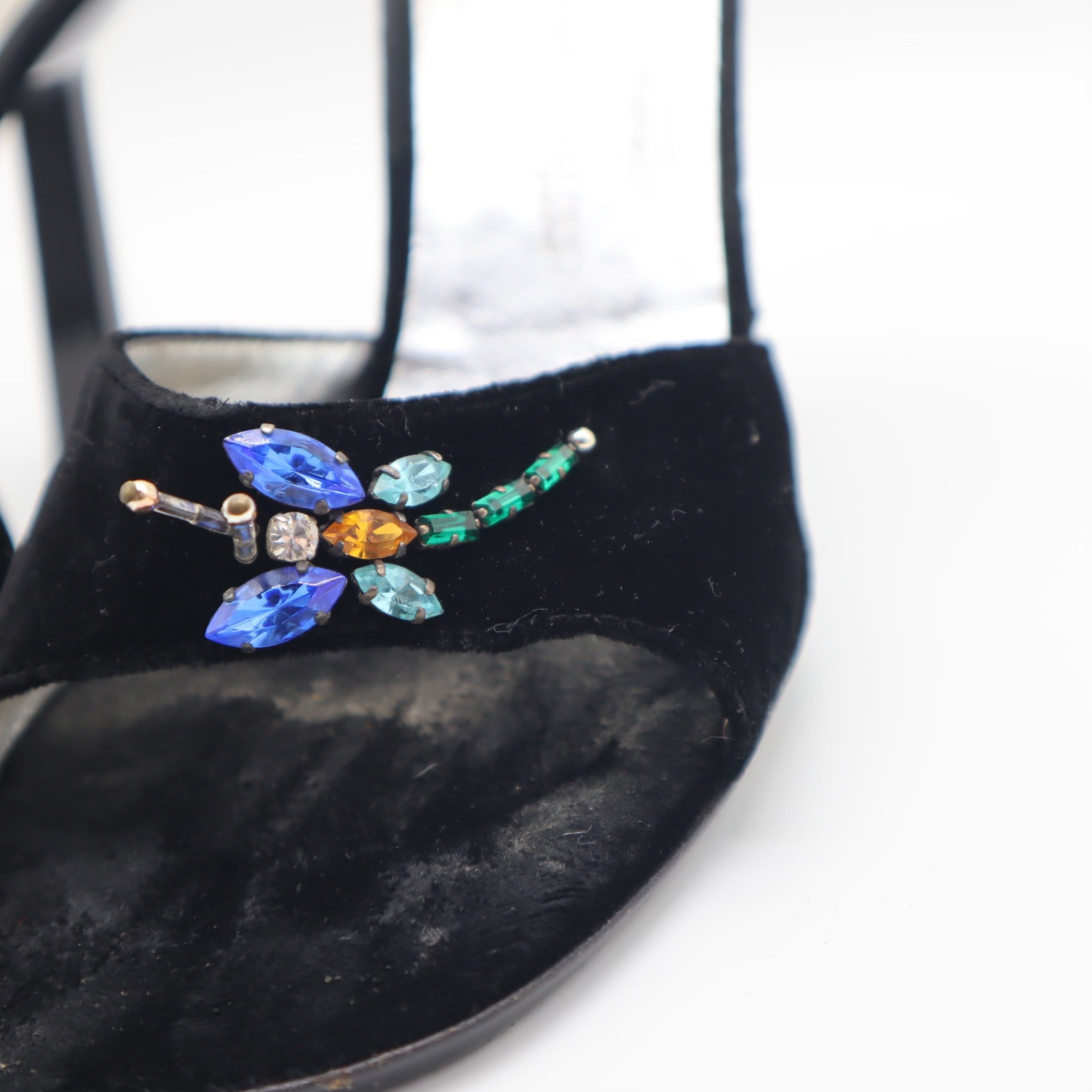 Vintage Y2K Dragonfly Velvet Heeled Slides Size 39