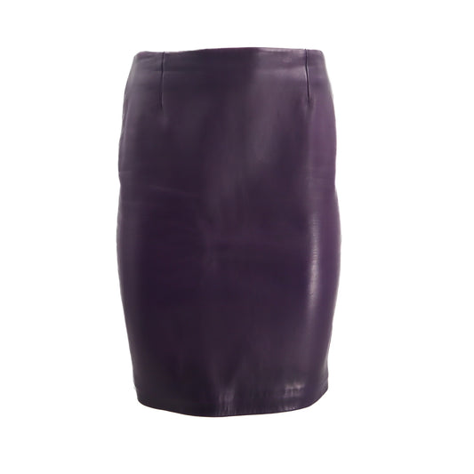 Purple Lambskin Leather Pencil Skirt