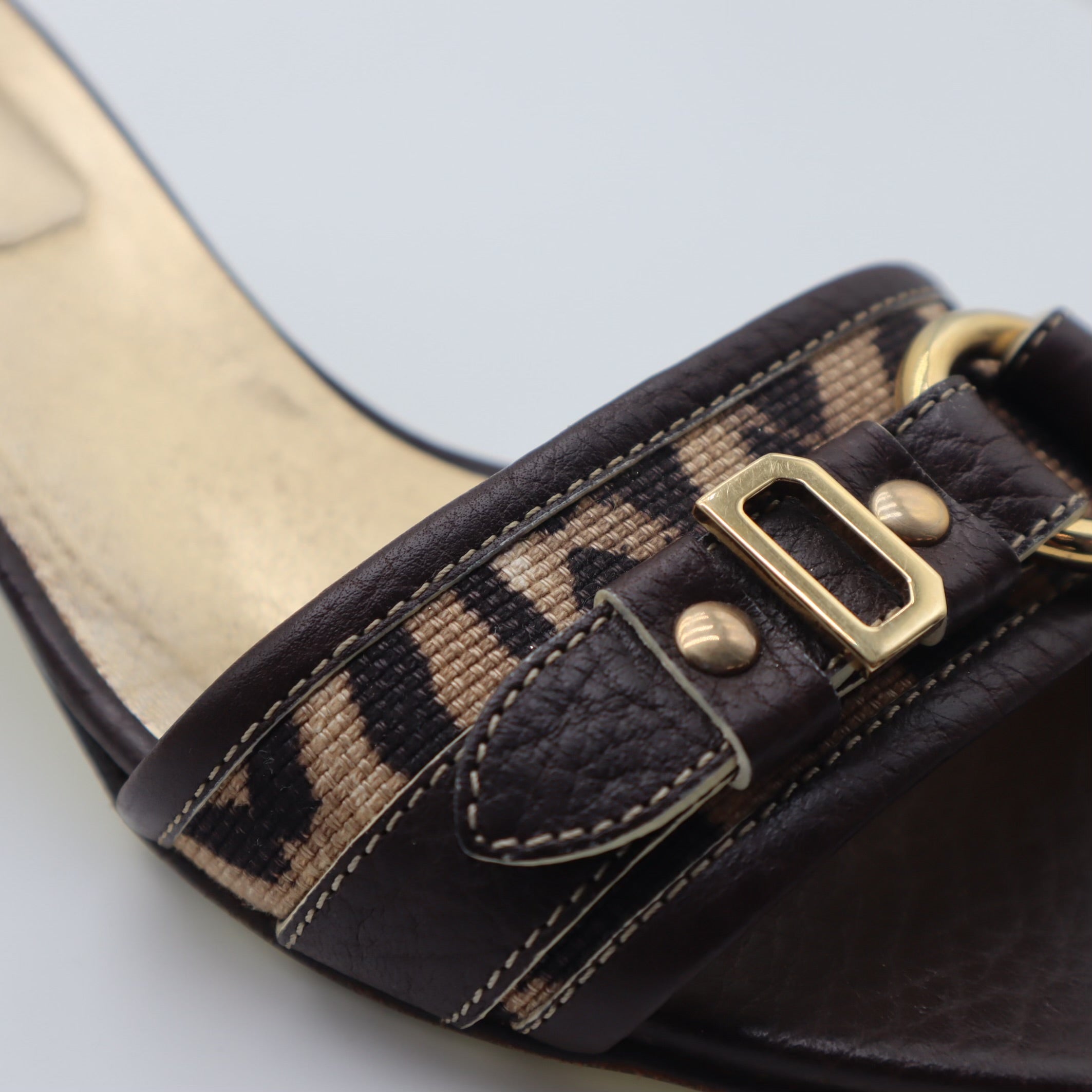 Vintage Leopard DG Logo Heeled Slides