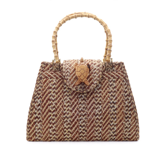 Vintage Woven Wooden Turtle Handbag