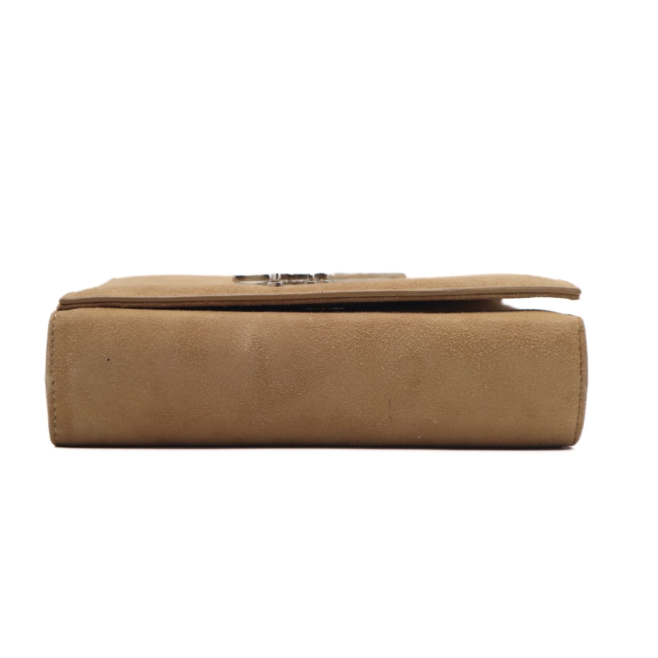 Suede Box Clutch With Chain