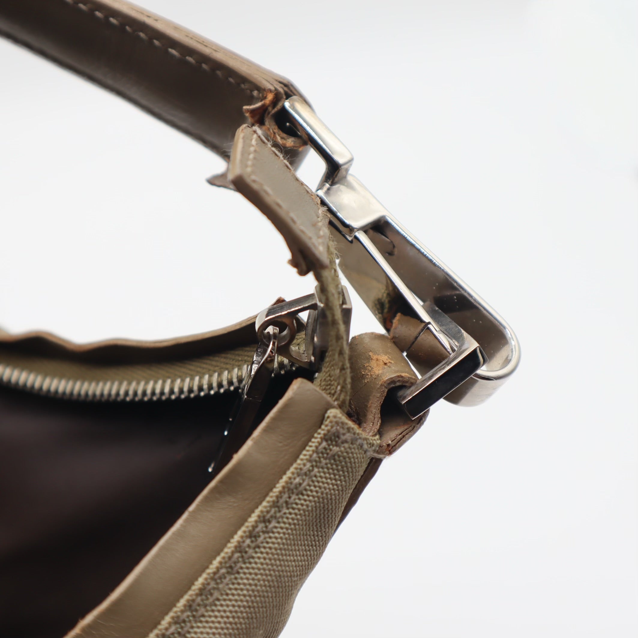 Nylon Canvas Olive Green Hobo Shoulder Bag