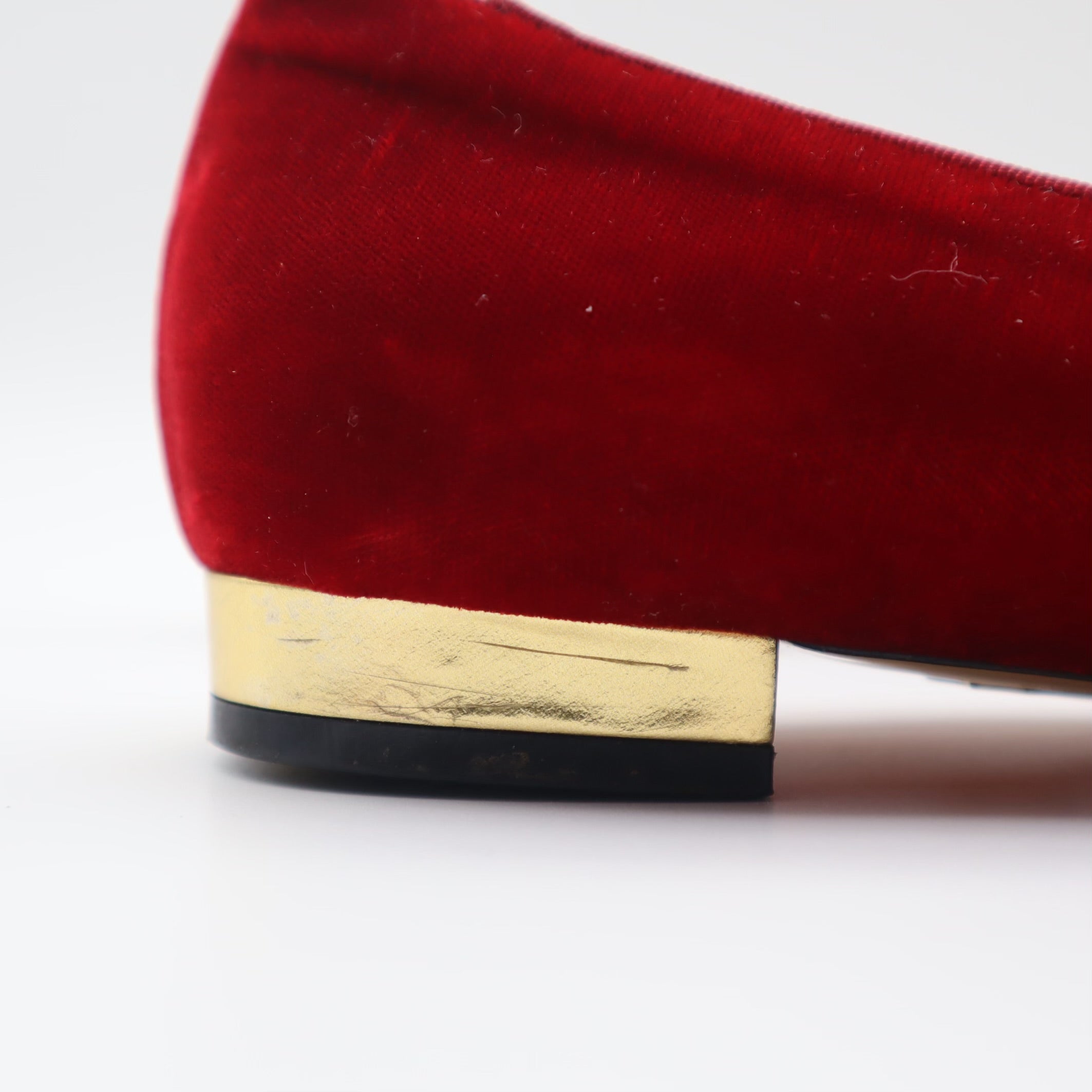 Red Velvet Spider Web Loafer Flats