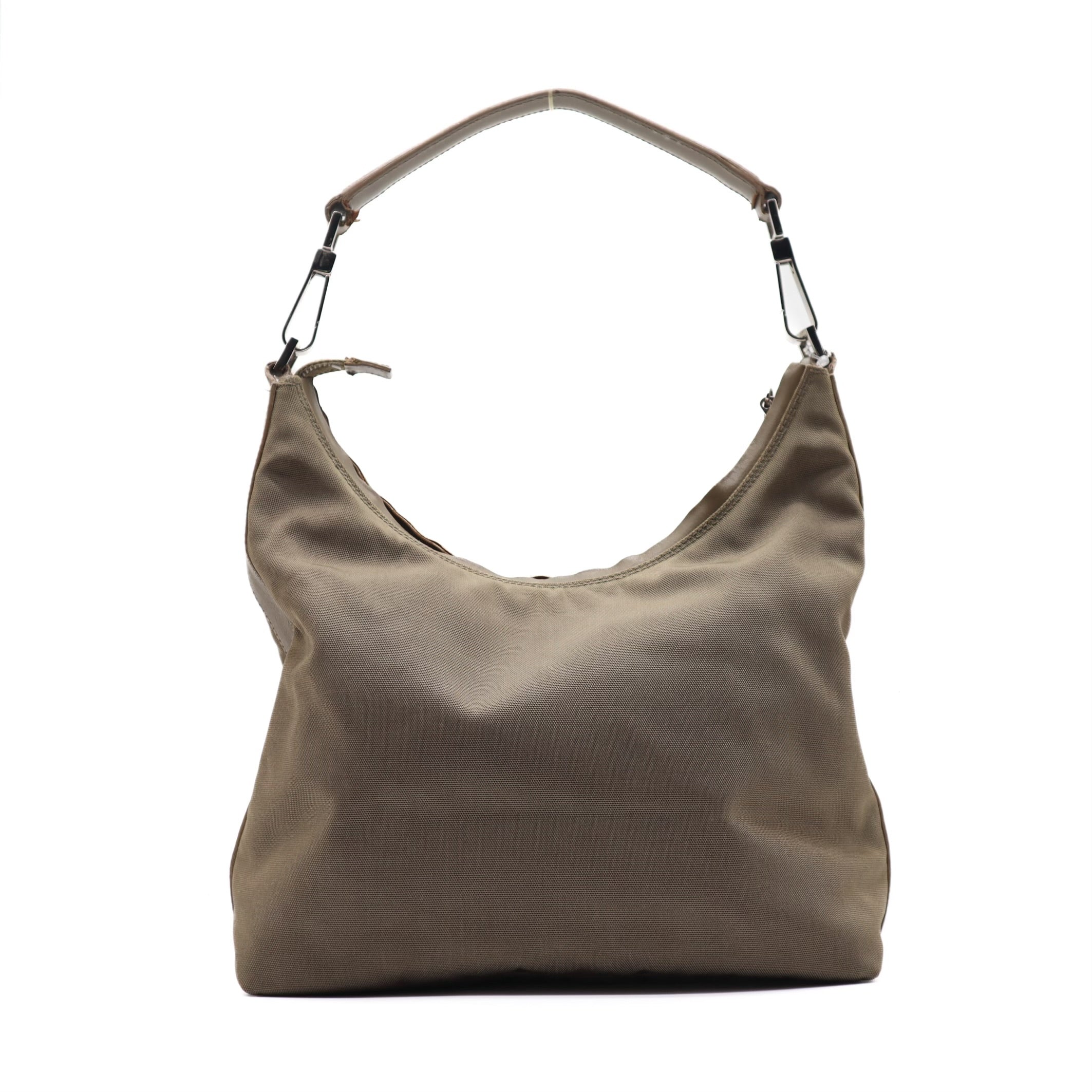 Nylon Canvas Olive Green Hobo Shoulder Bag