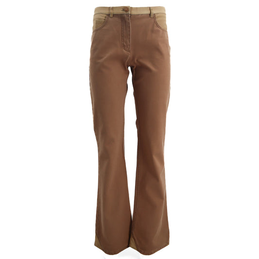 Western Flared Leather Patchwork Jeans