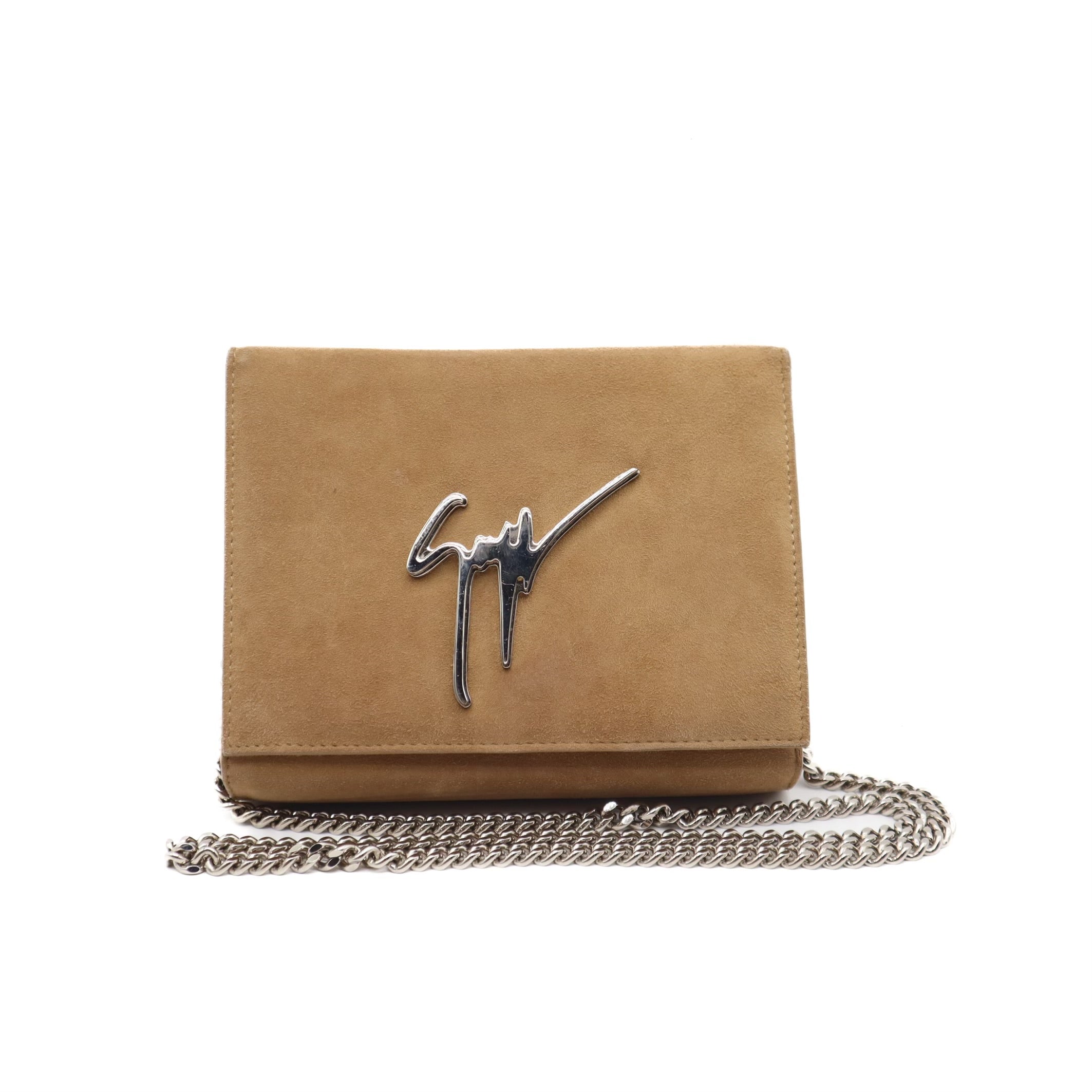 Suede Box Clutch With Chain