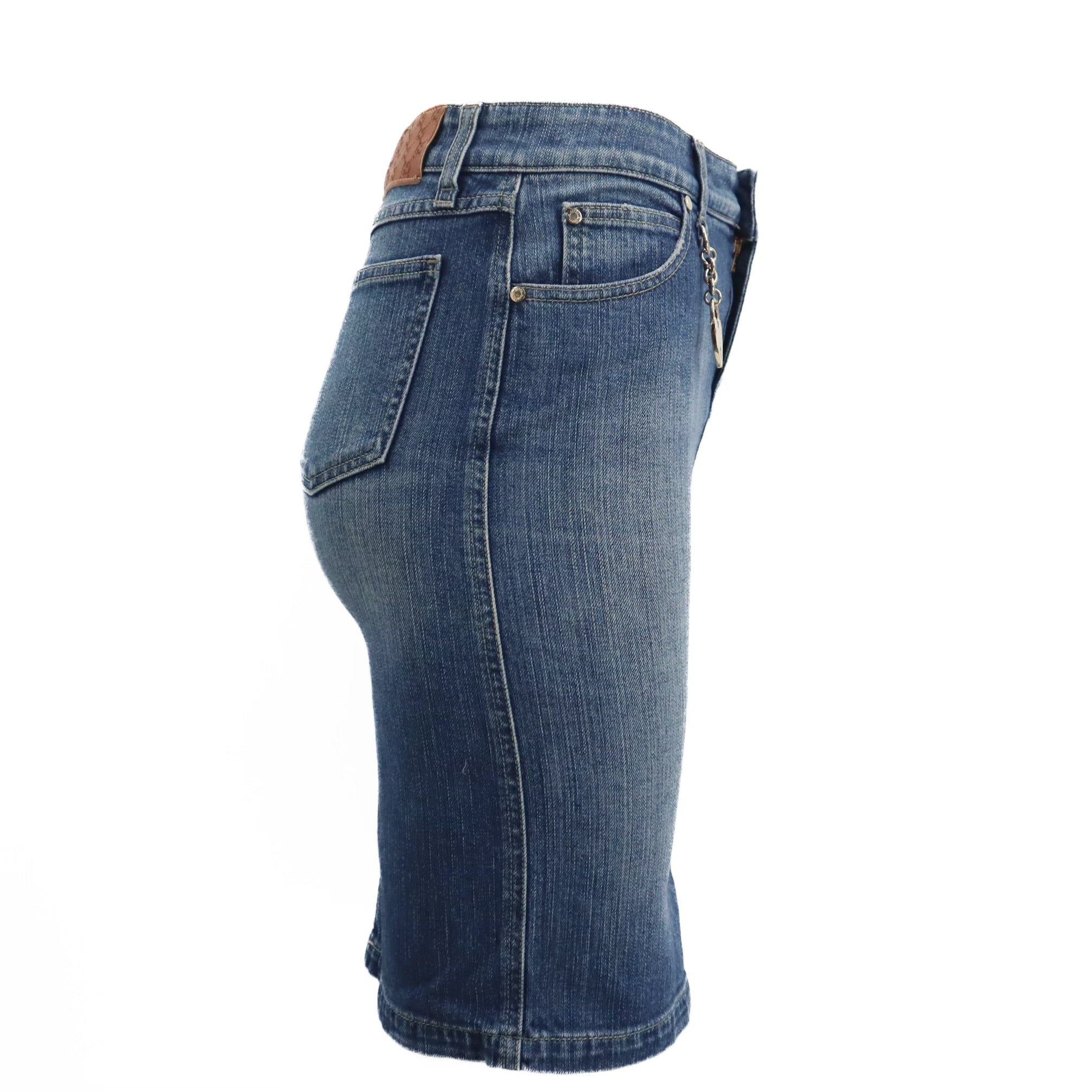 Vintage Tom Ford Heart Charm Denim Pencil Skirt