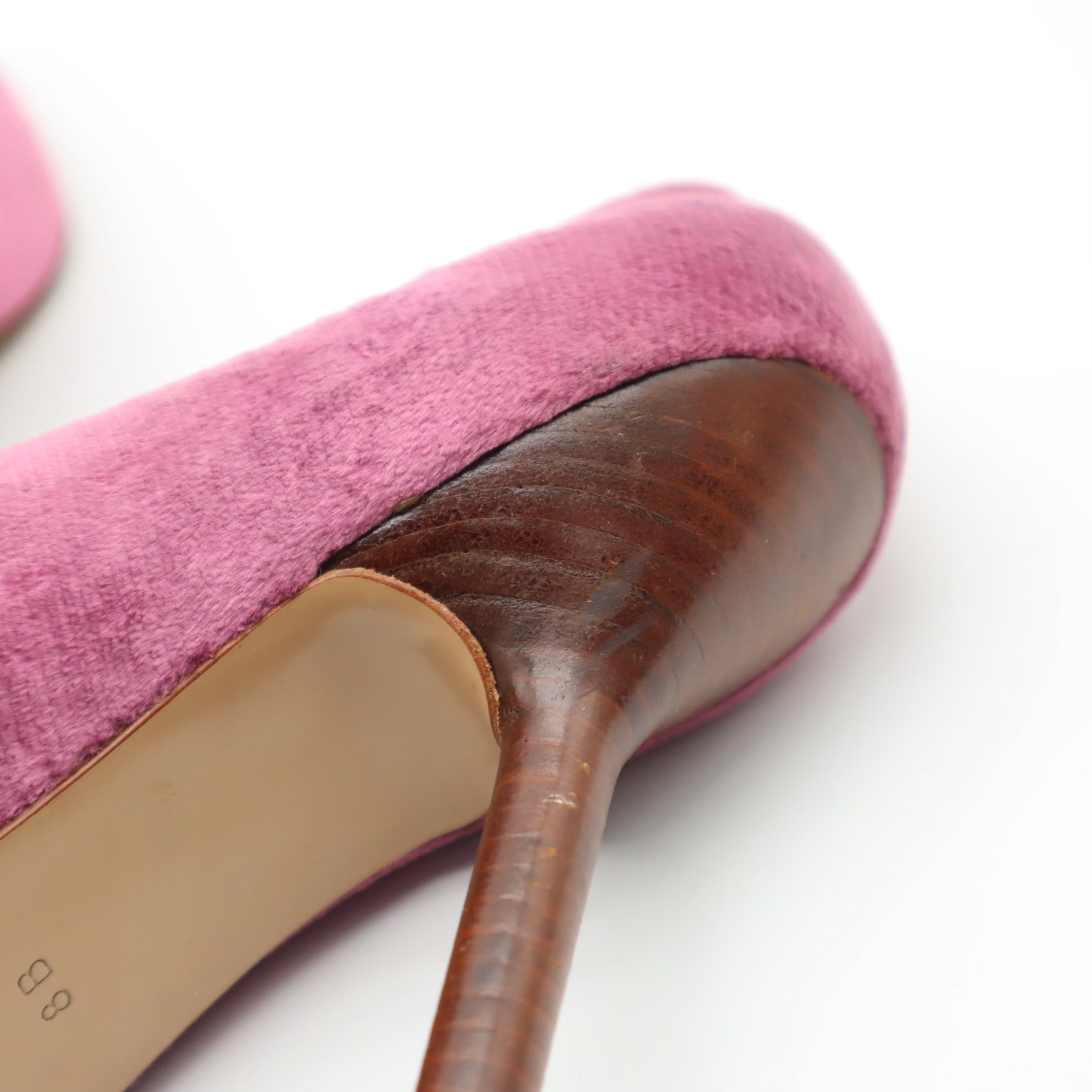 Purple Velvet Wood Heeled Pumps