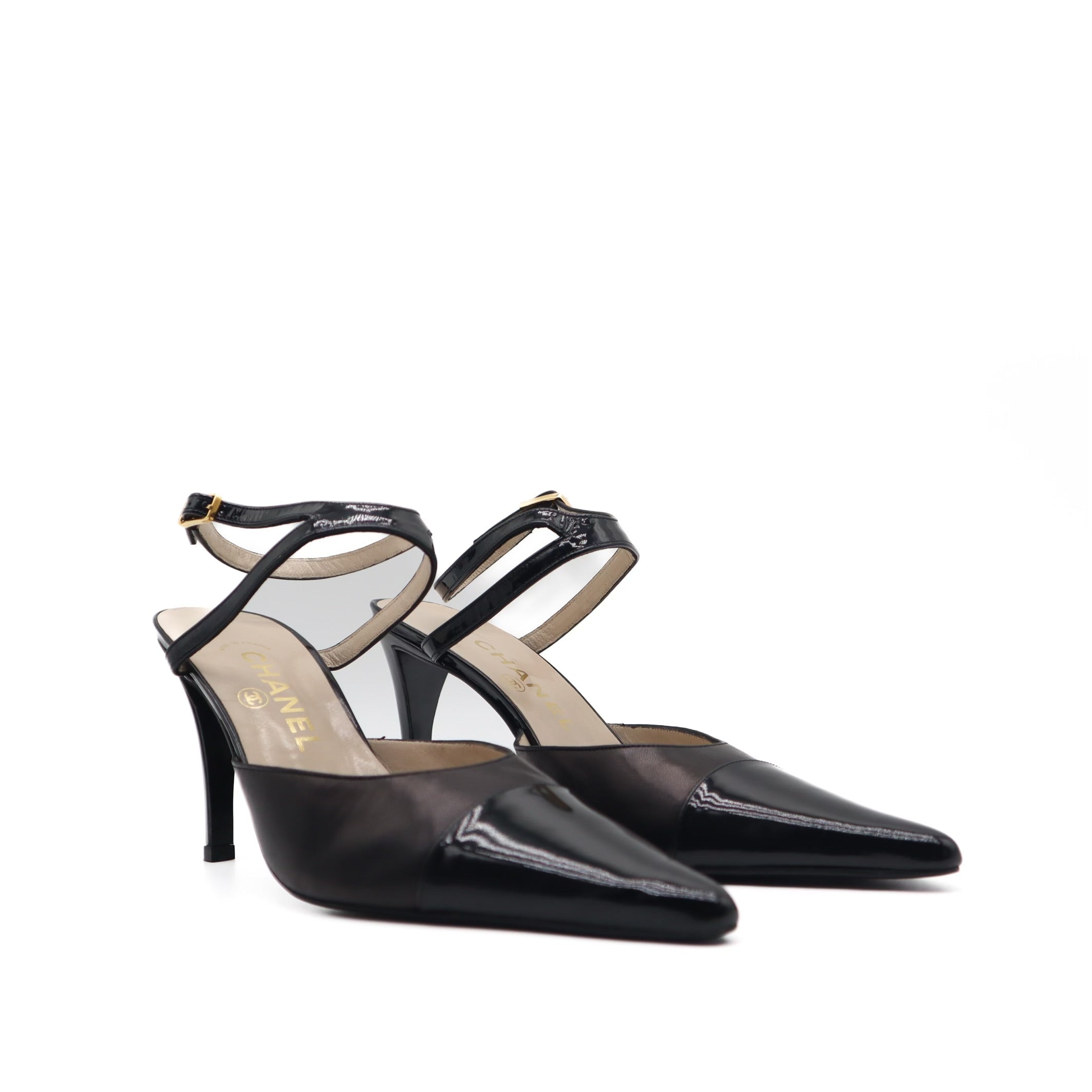 Vintage Two-Toned Heeled Strappy Mules Size 37