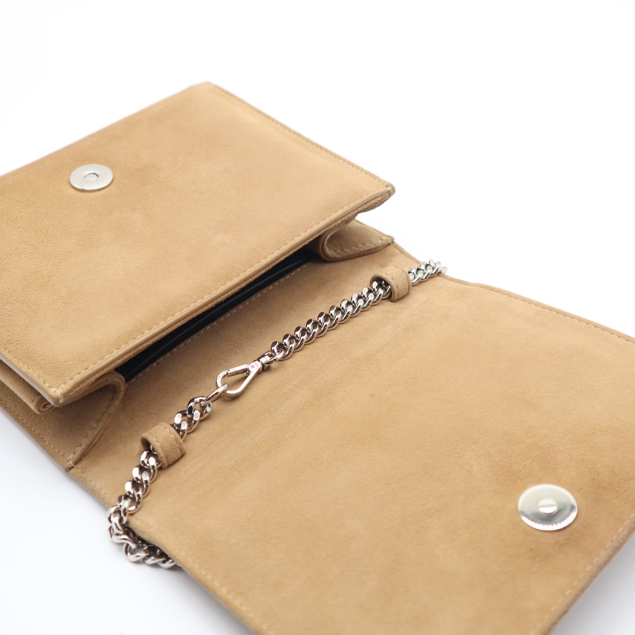 Suede Box Clutch With Chain