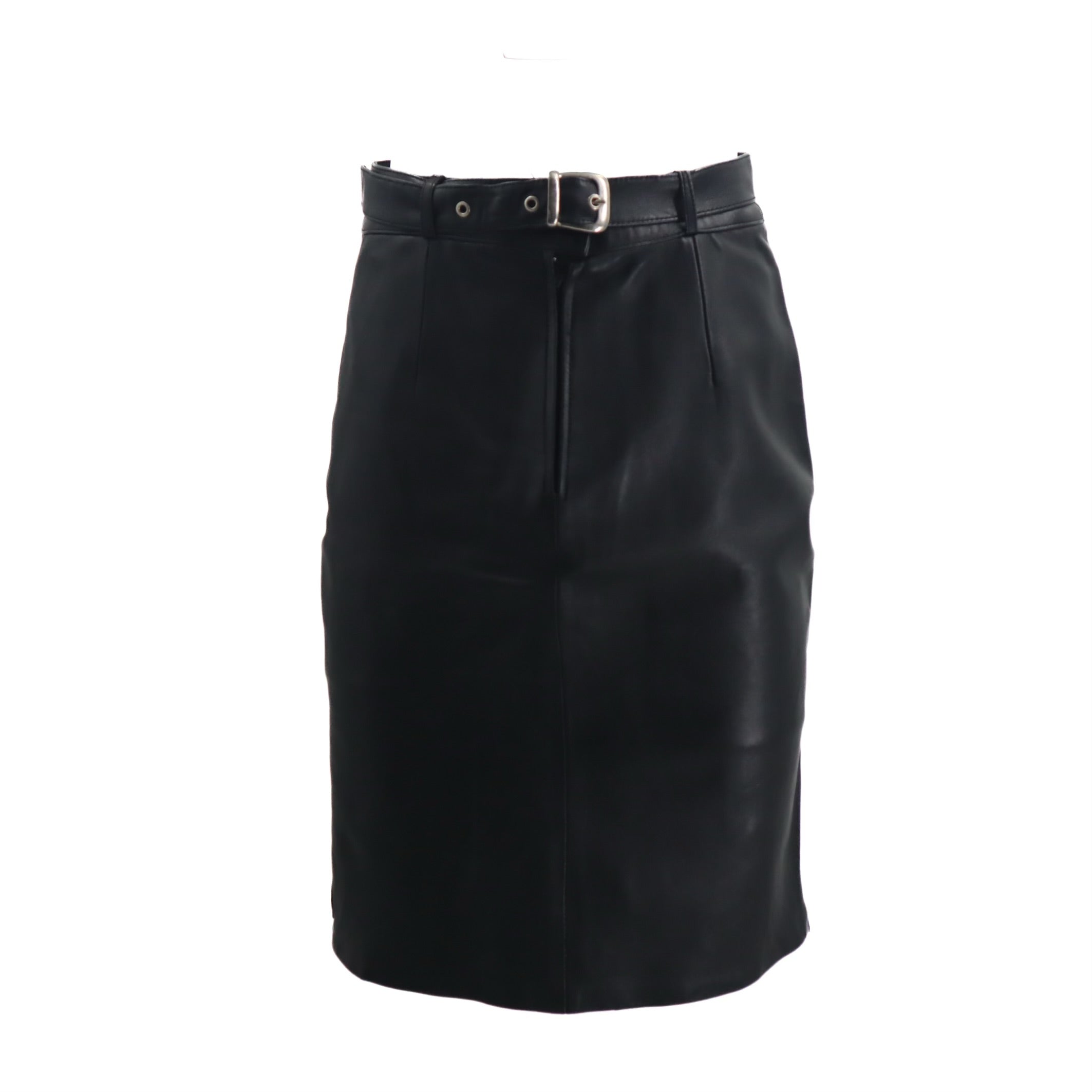 Vintage Leather Belted Pencil Skirt