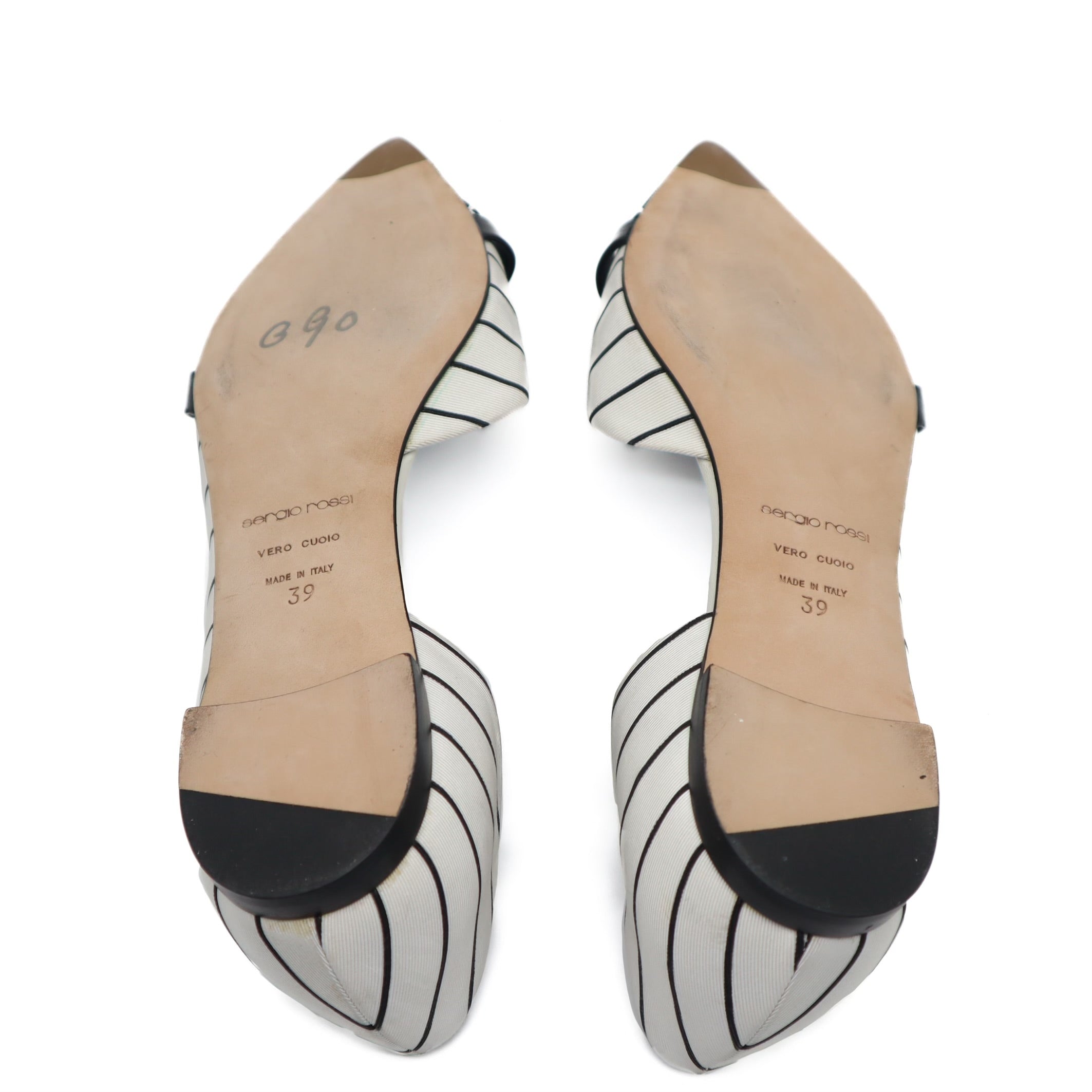 D'Orsay Asymmetrical Striped Flats Size 39