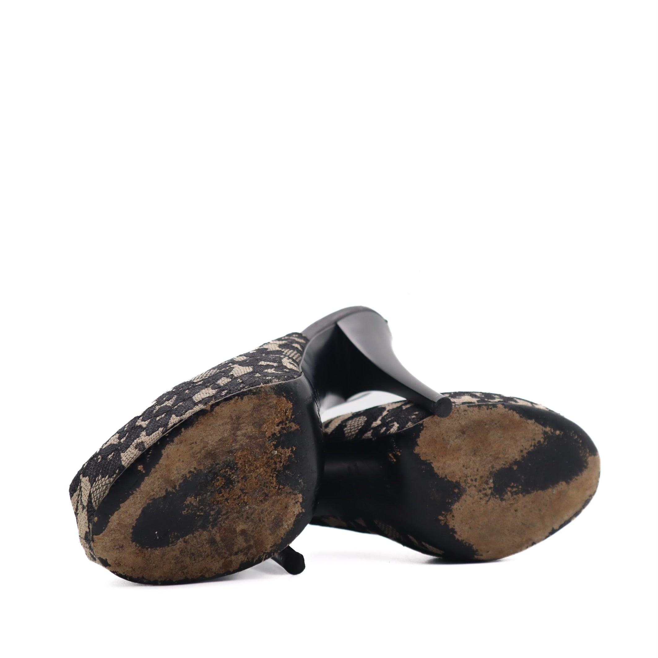 Lace Slingback Platform Peep Toe Pumps Size 38.5