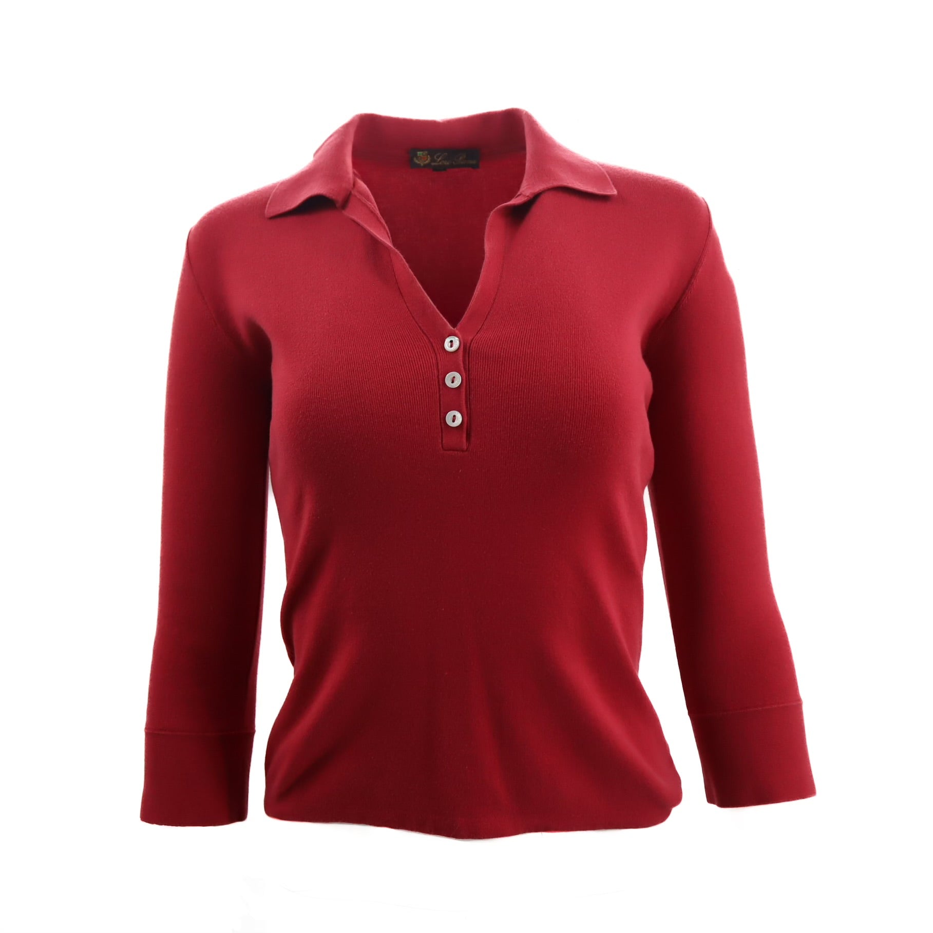 Red 3/4 Sleeve Cotton Blend Collared Shirt Size 42