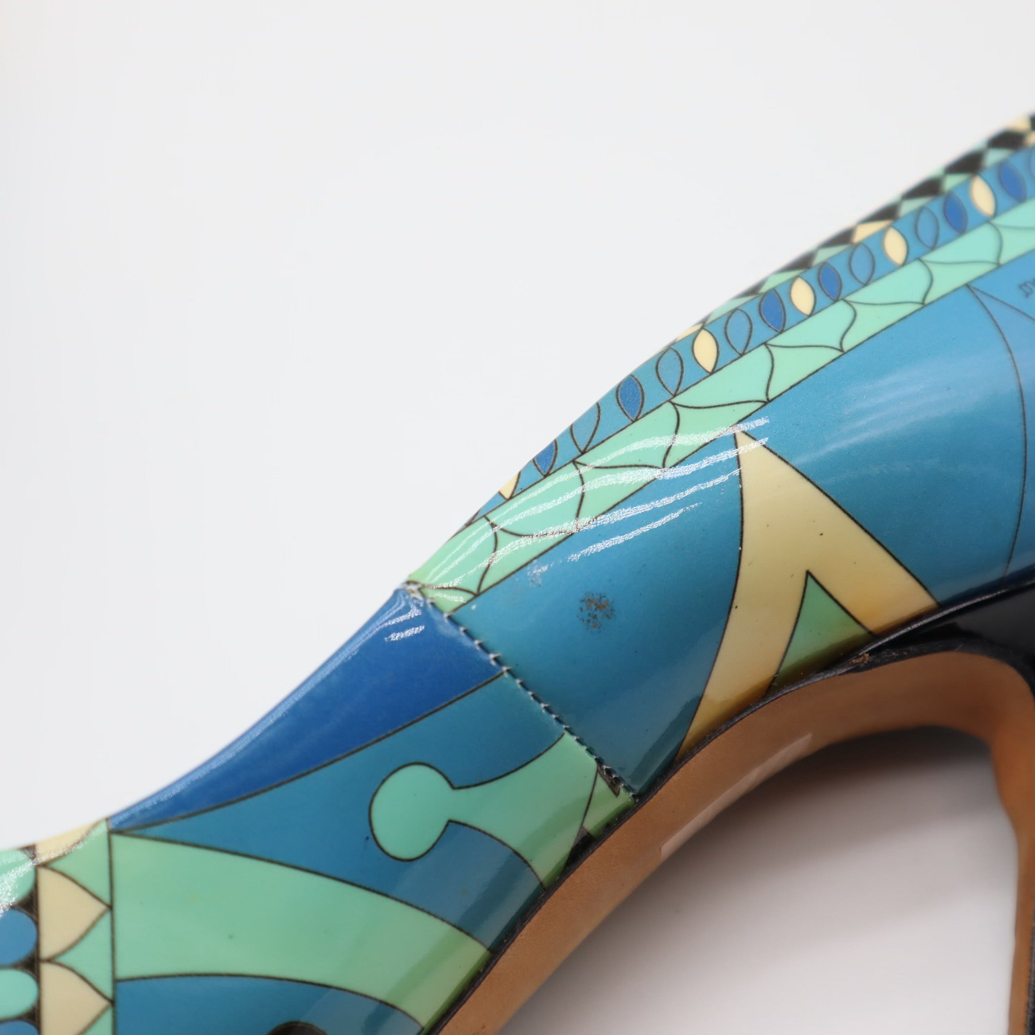 Patent Leather Abstract Printed Pumps