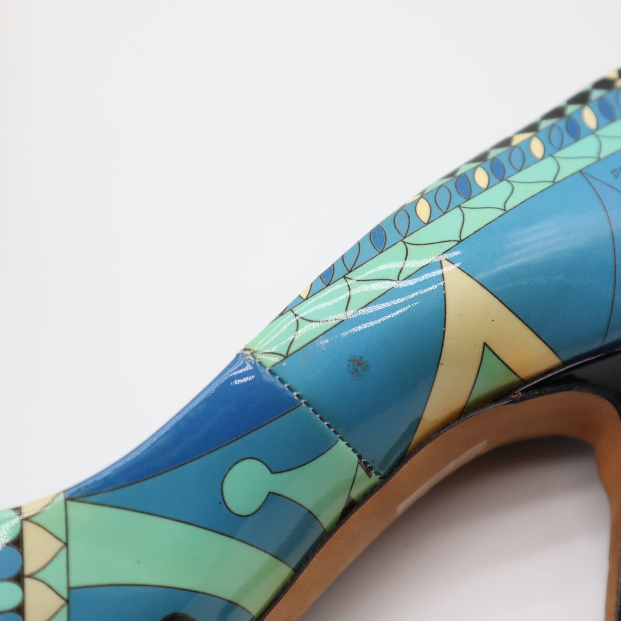 Patent Leather Abstract Printed Pumps