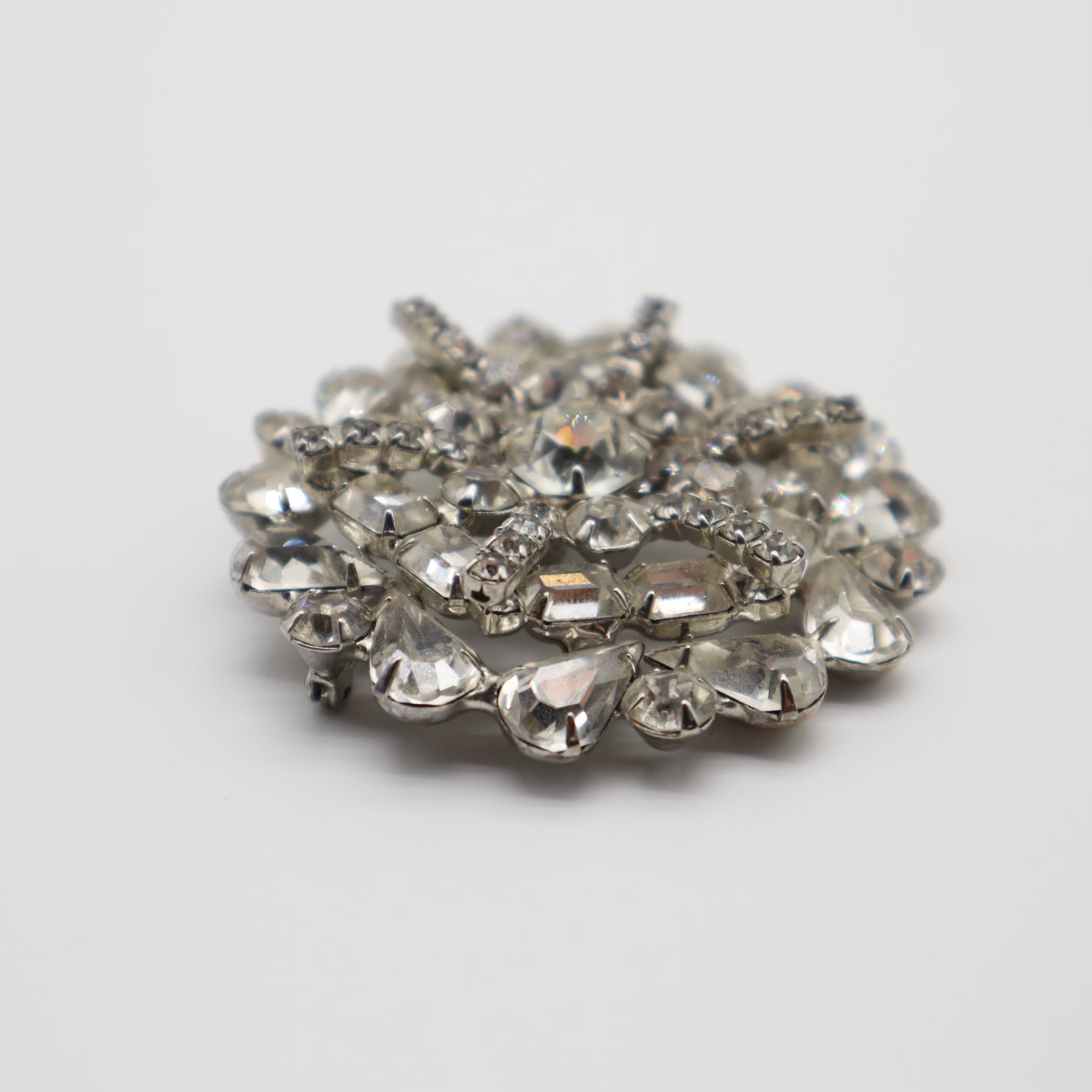 Vintage Crystal Floral Snowflake Brooch