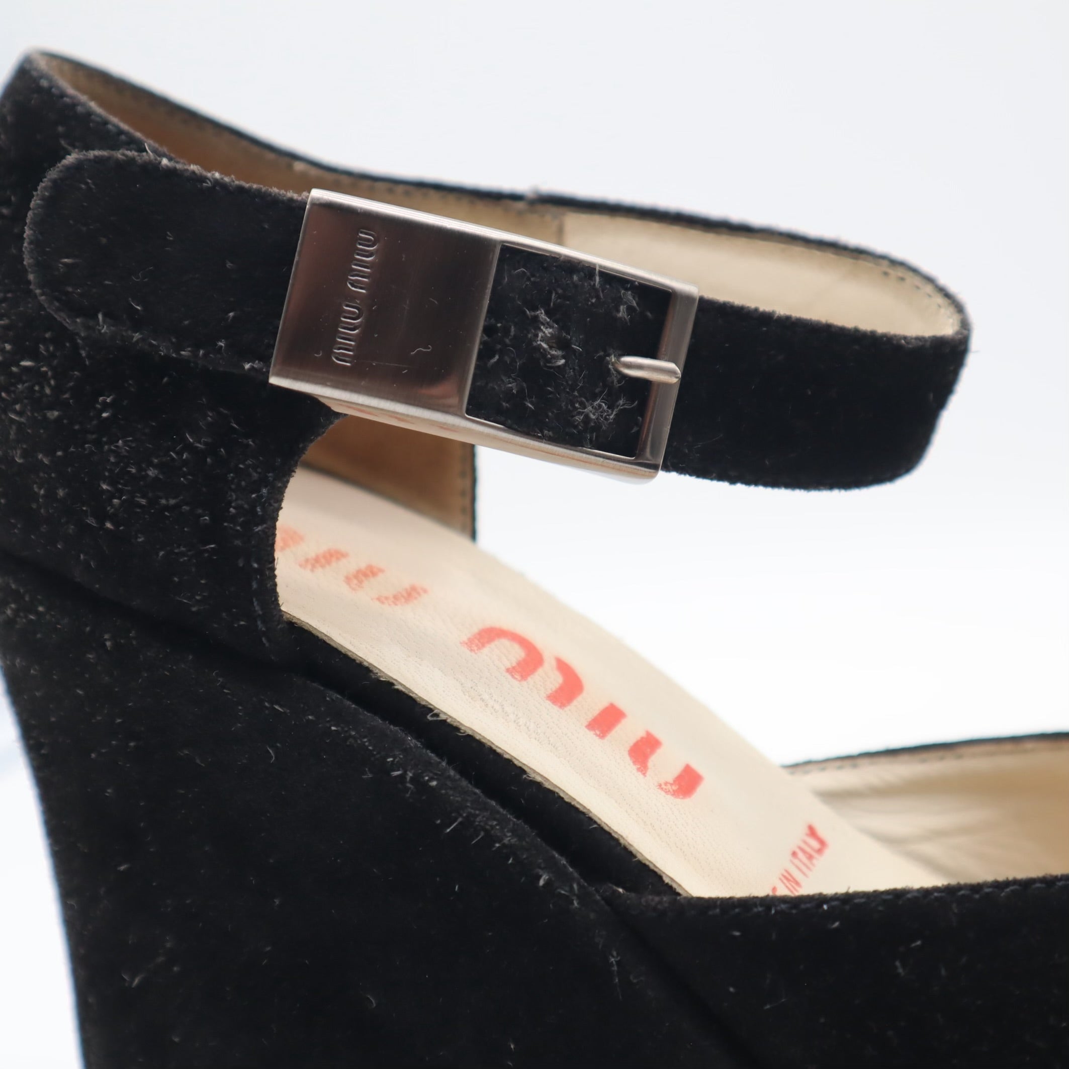 Vintage Mary Jane Suede Wedges Size 38