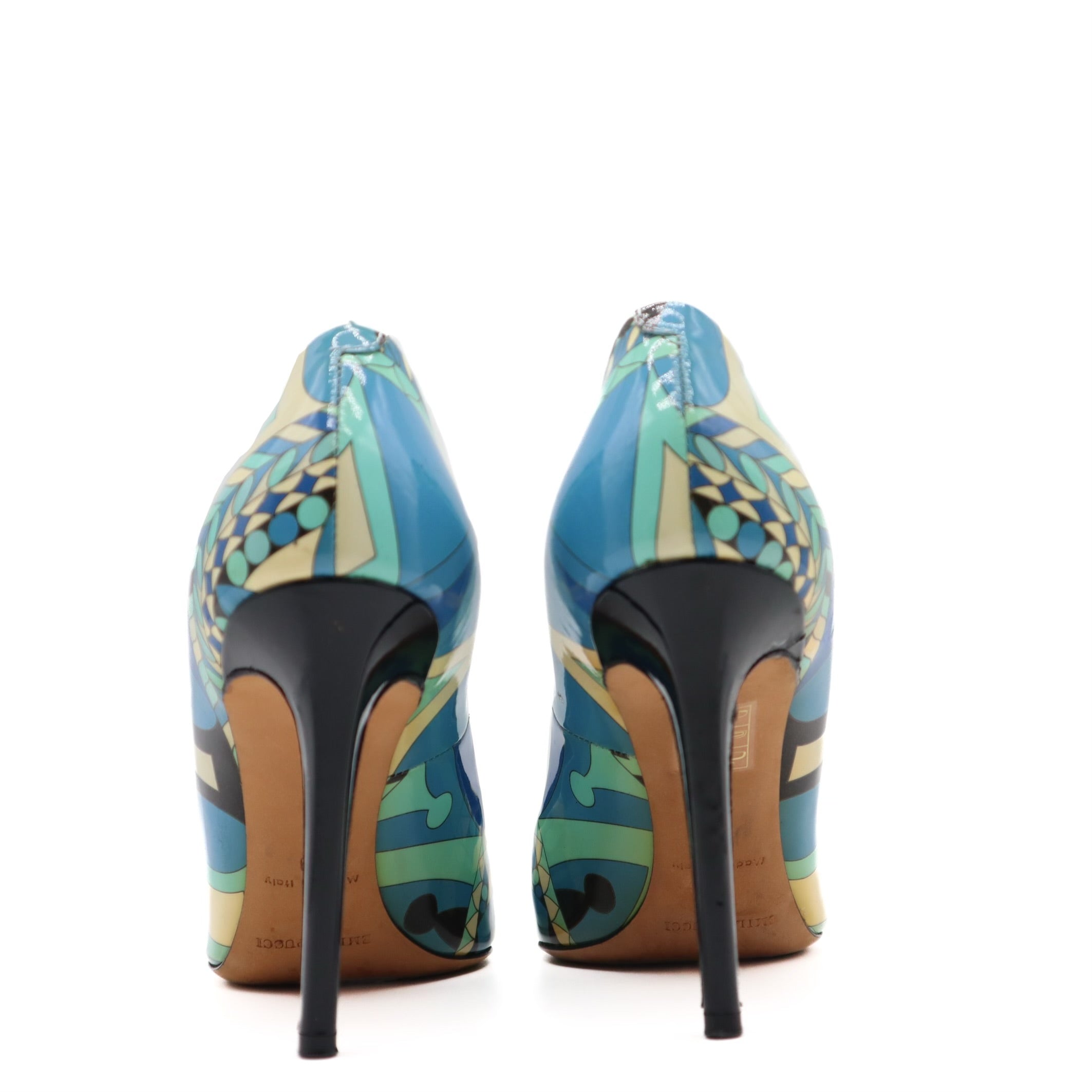 Patent Leather Abstract Printed Pumps
