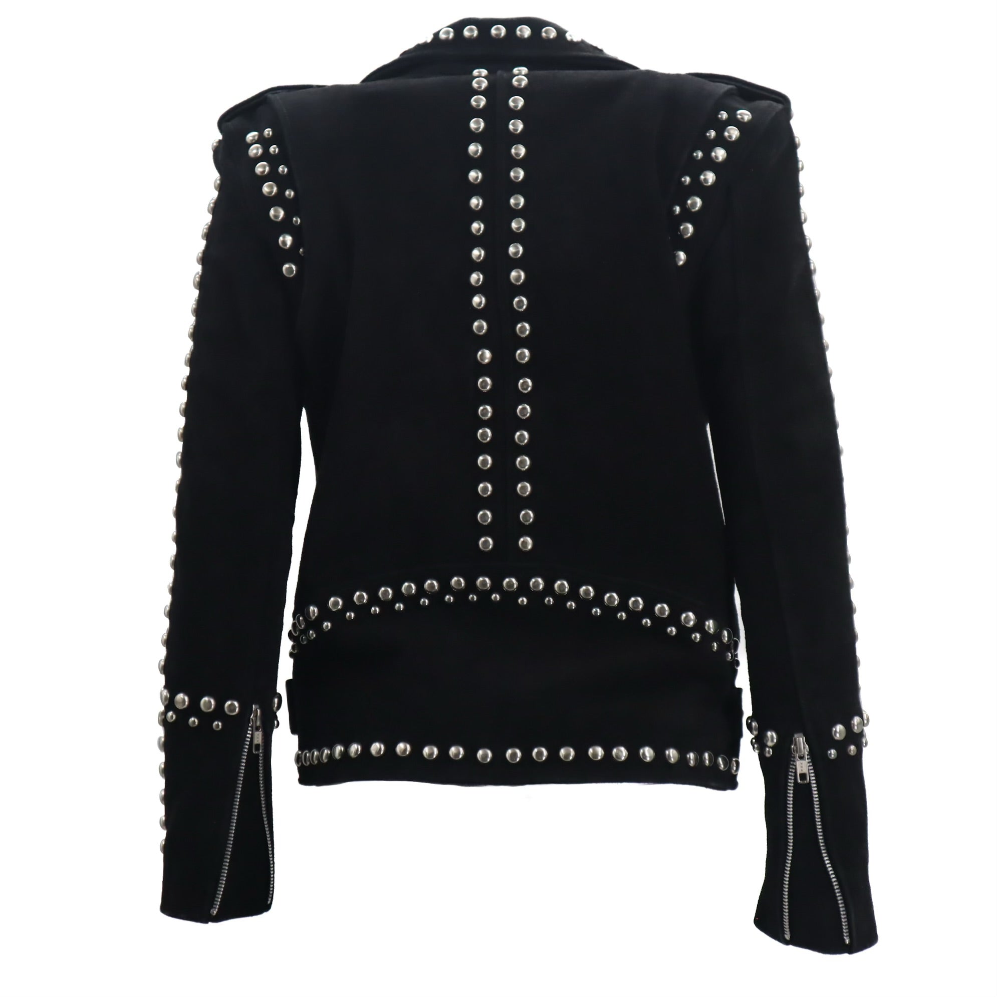 Heavy Suede Dome Studded Zippered Moto Biker Jacket Size XS