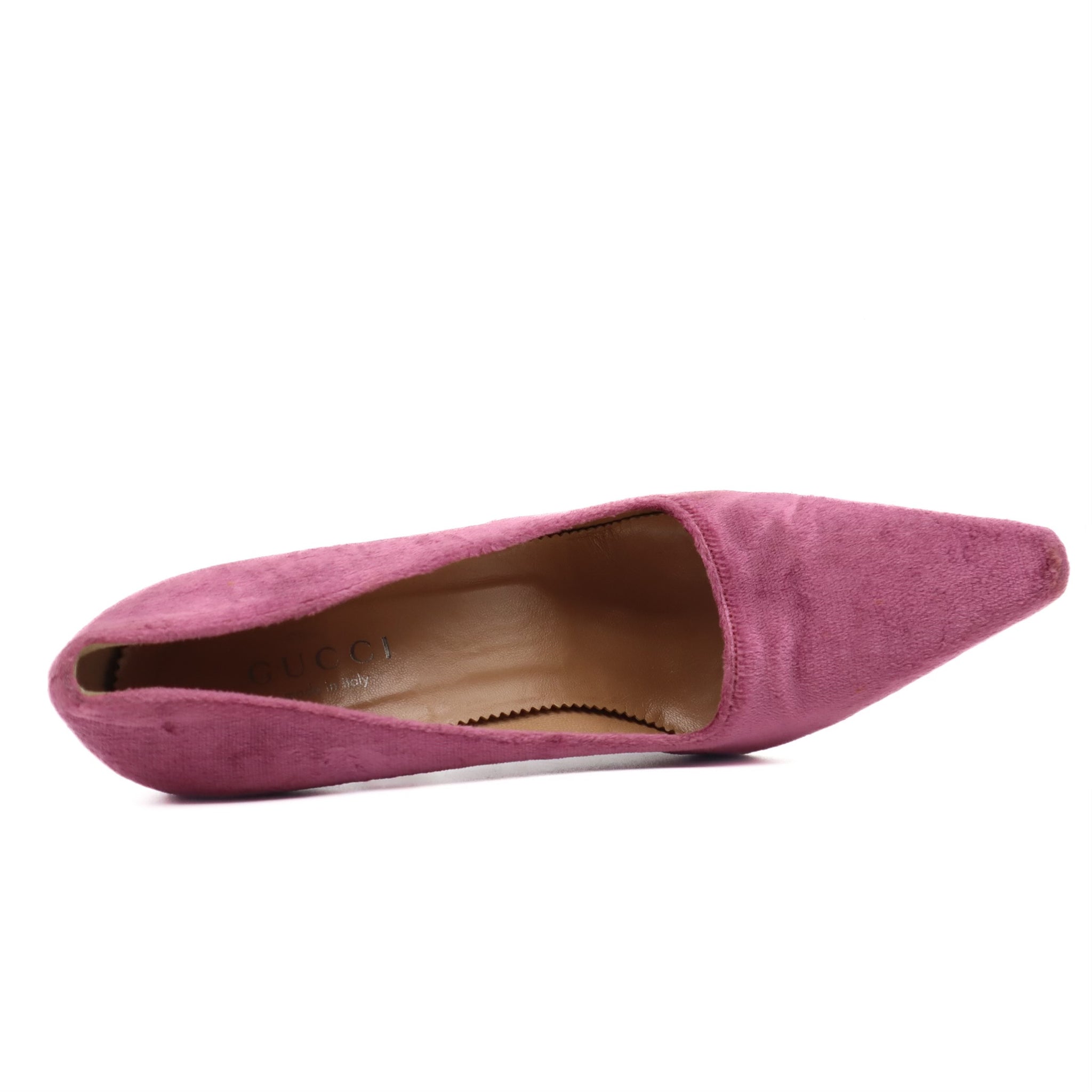 Purple Velvet Wood Heeled Pumps