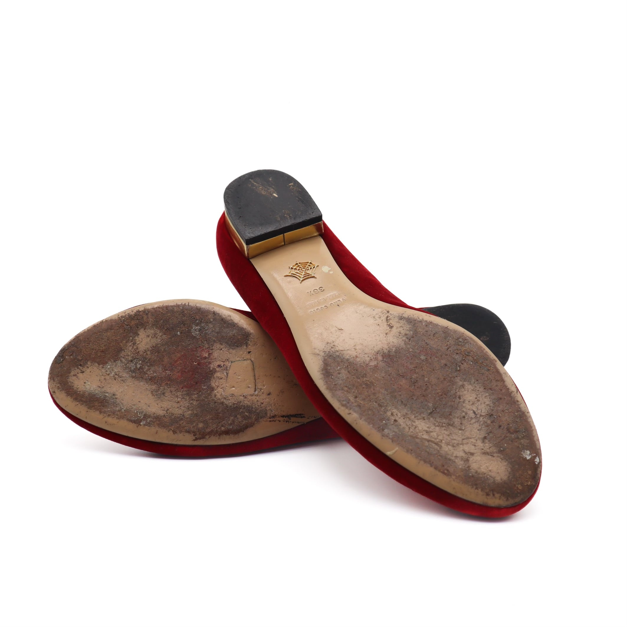 Red Velvet Spider Web Loafer Flats