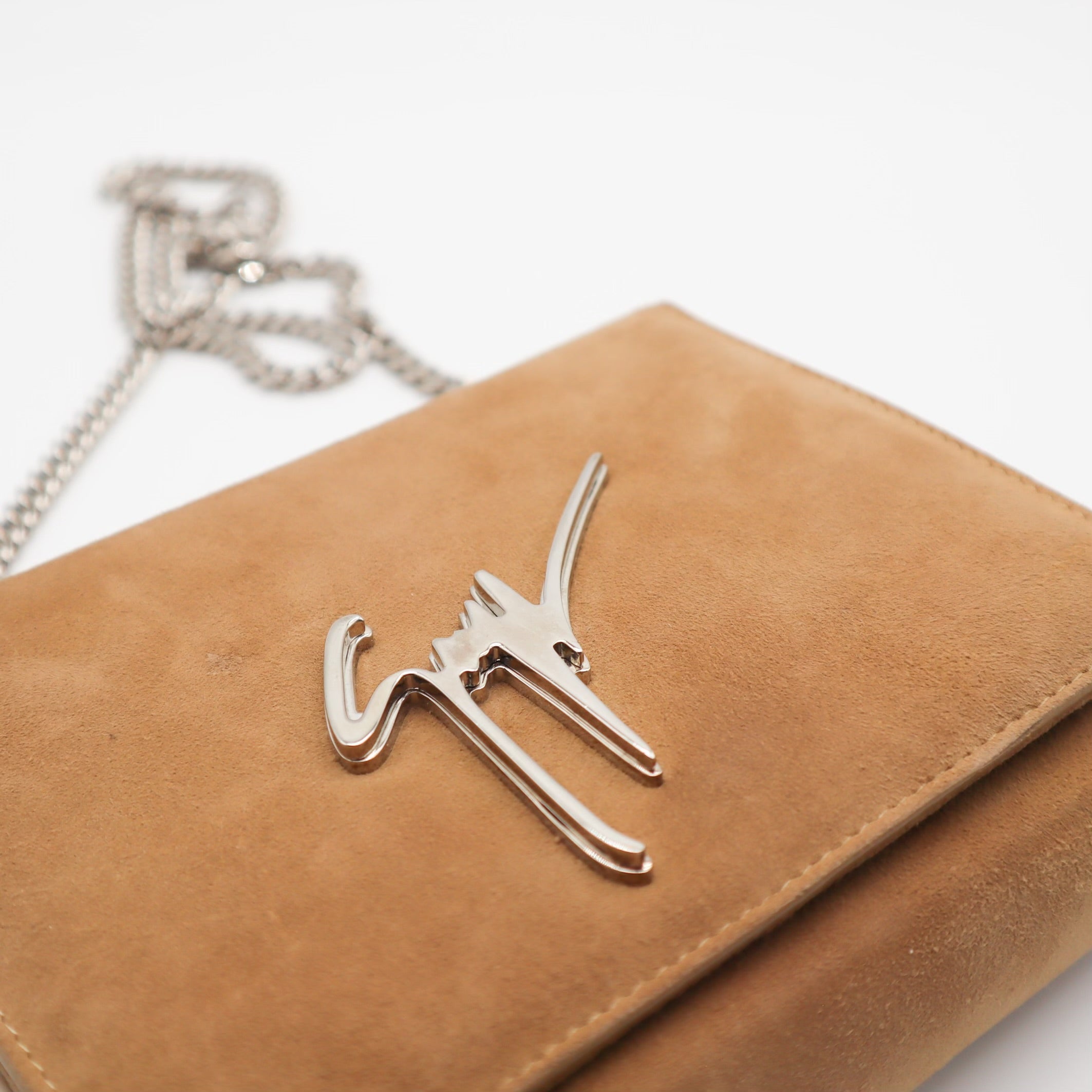 Suede Box Clutch With Chain
