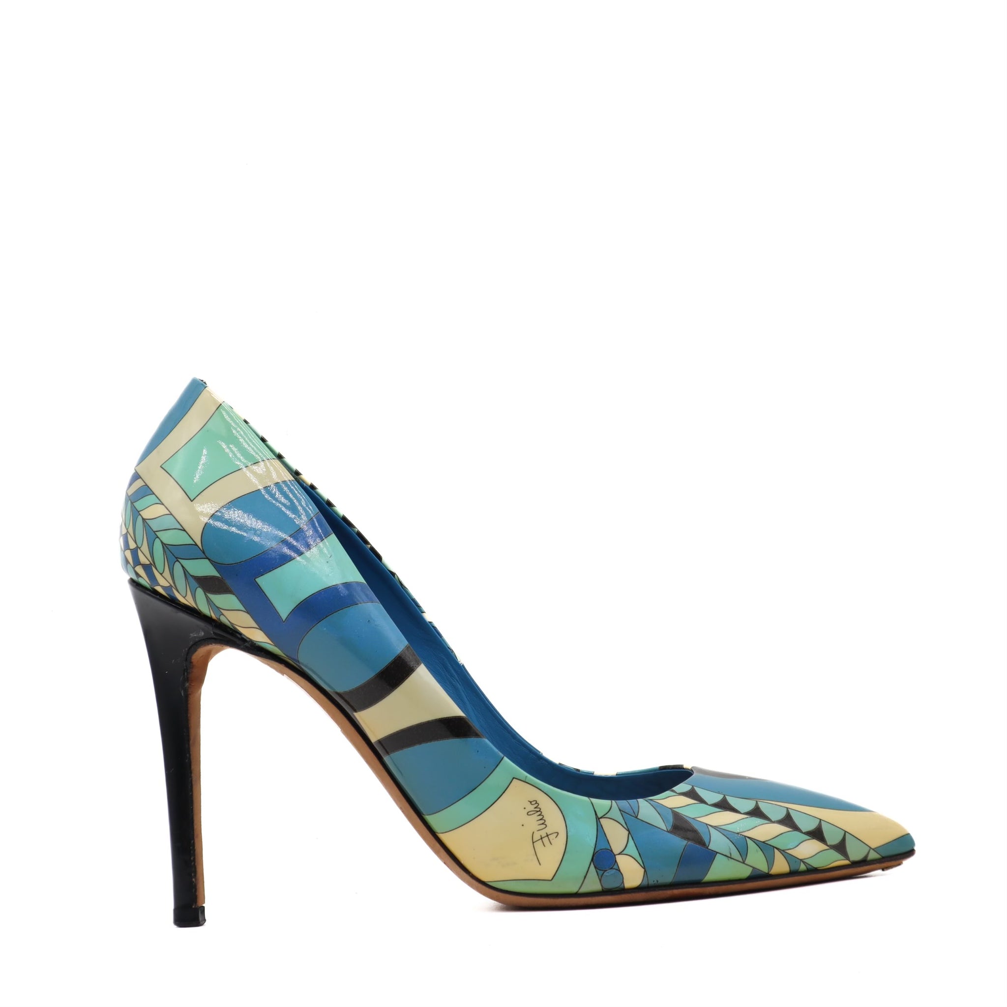 Patent Leather Abstract Printed Pumps