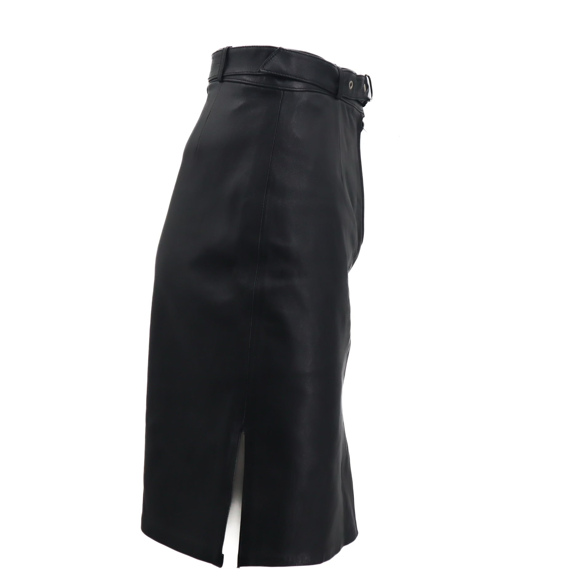 Vintage Leather Belted Pencil Skirt