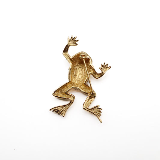 Crystal Embellished Frog Brooch