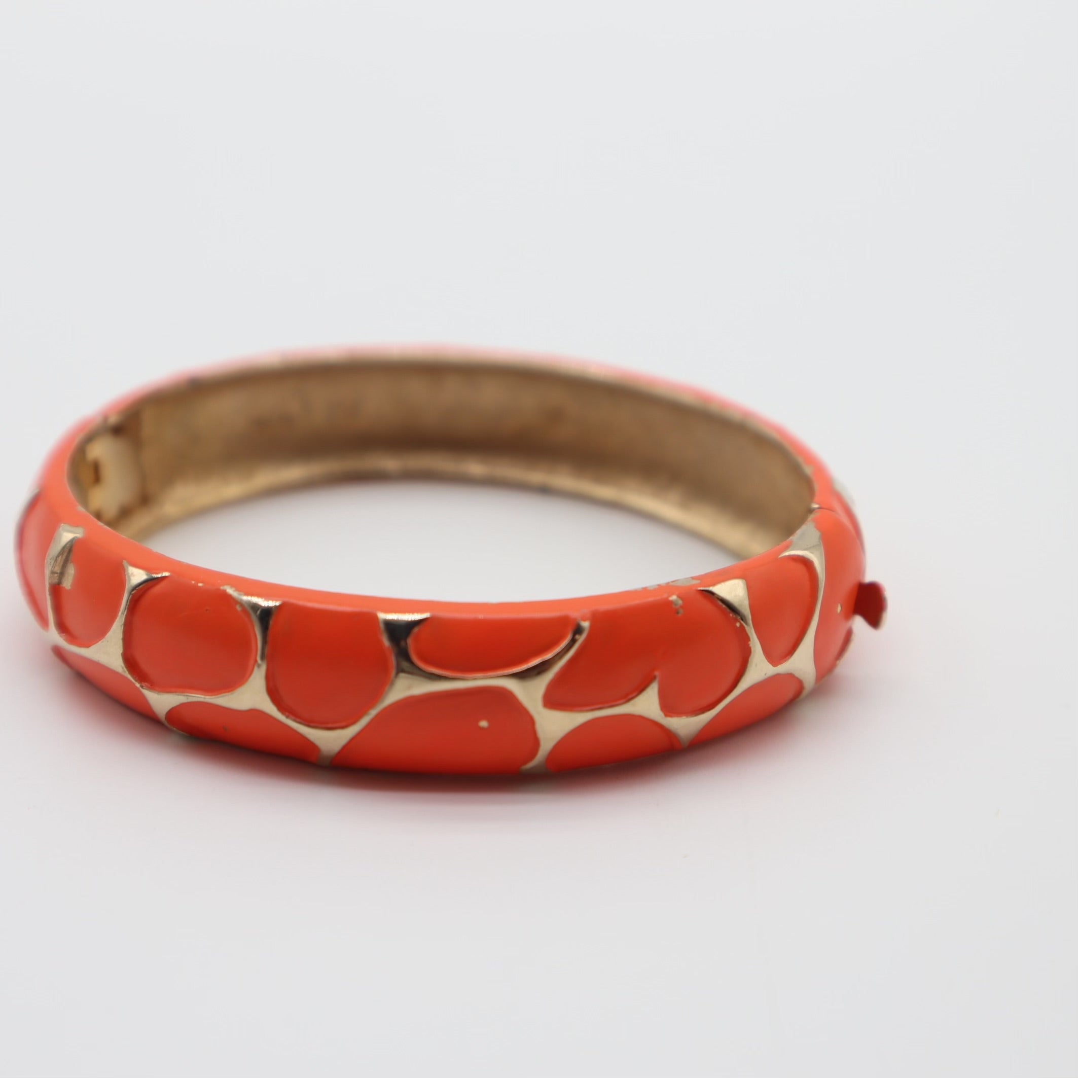 Vintage Orange Enamel Bangle Bracelet