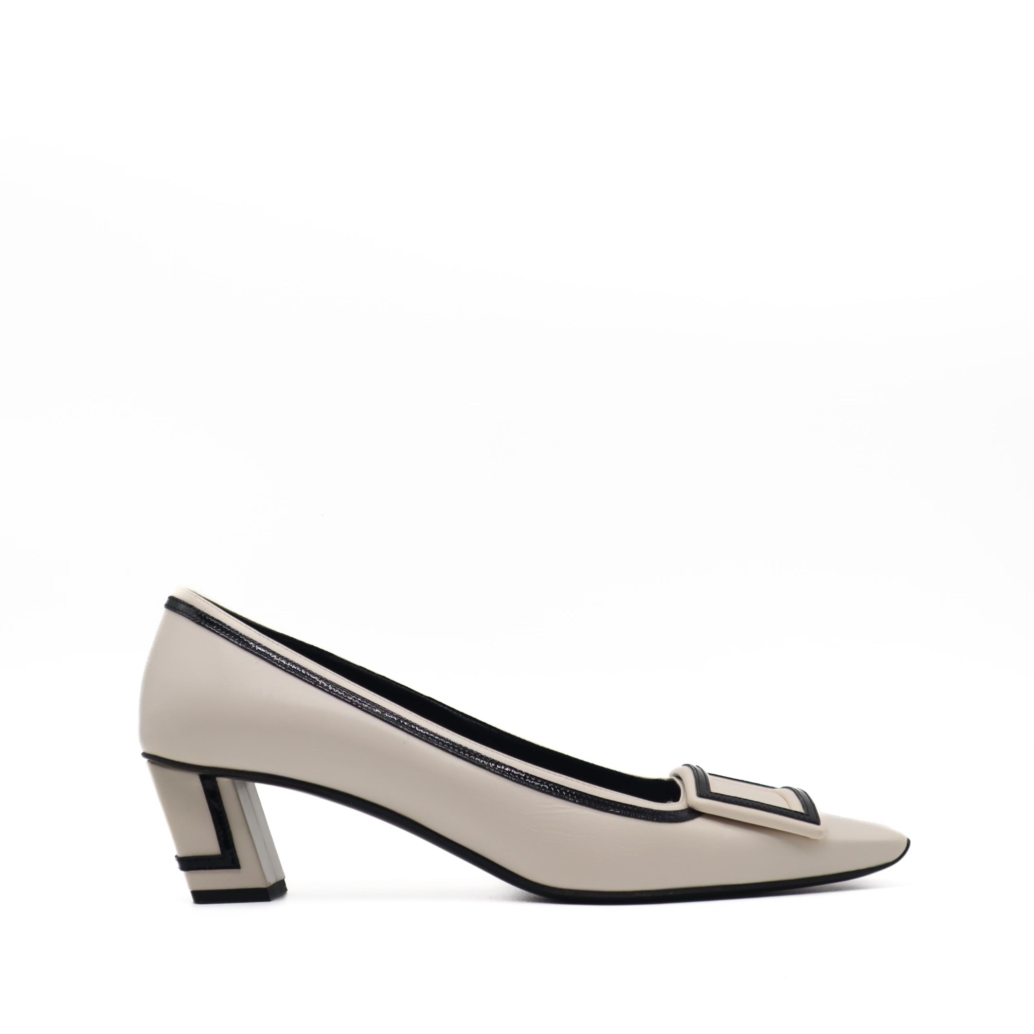 Black/White Belle Vivier Graphic Med Leather Pumps