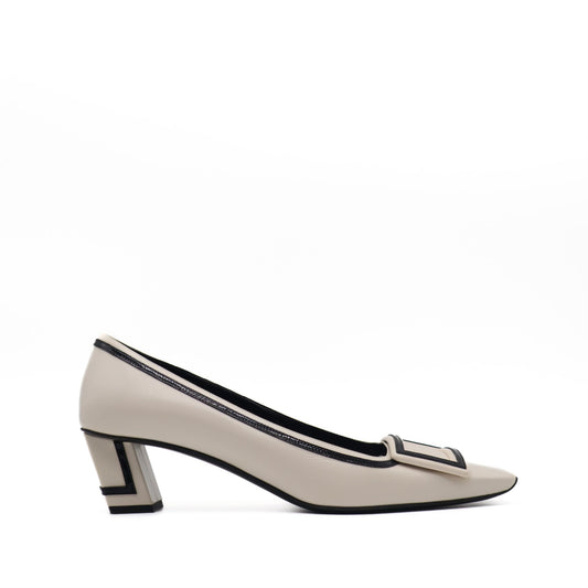 Black/White Belle Vivier Graphic Med Leather Pumps