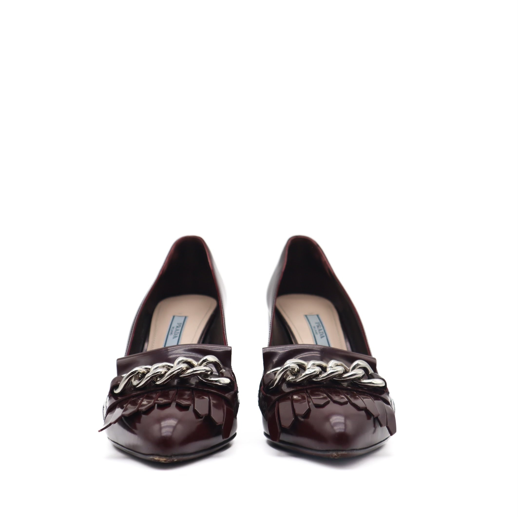 Kilted Chain Merlot Loafers