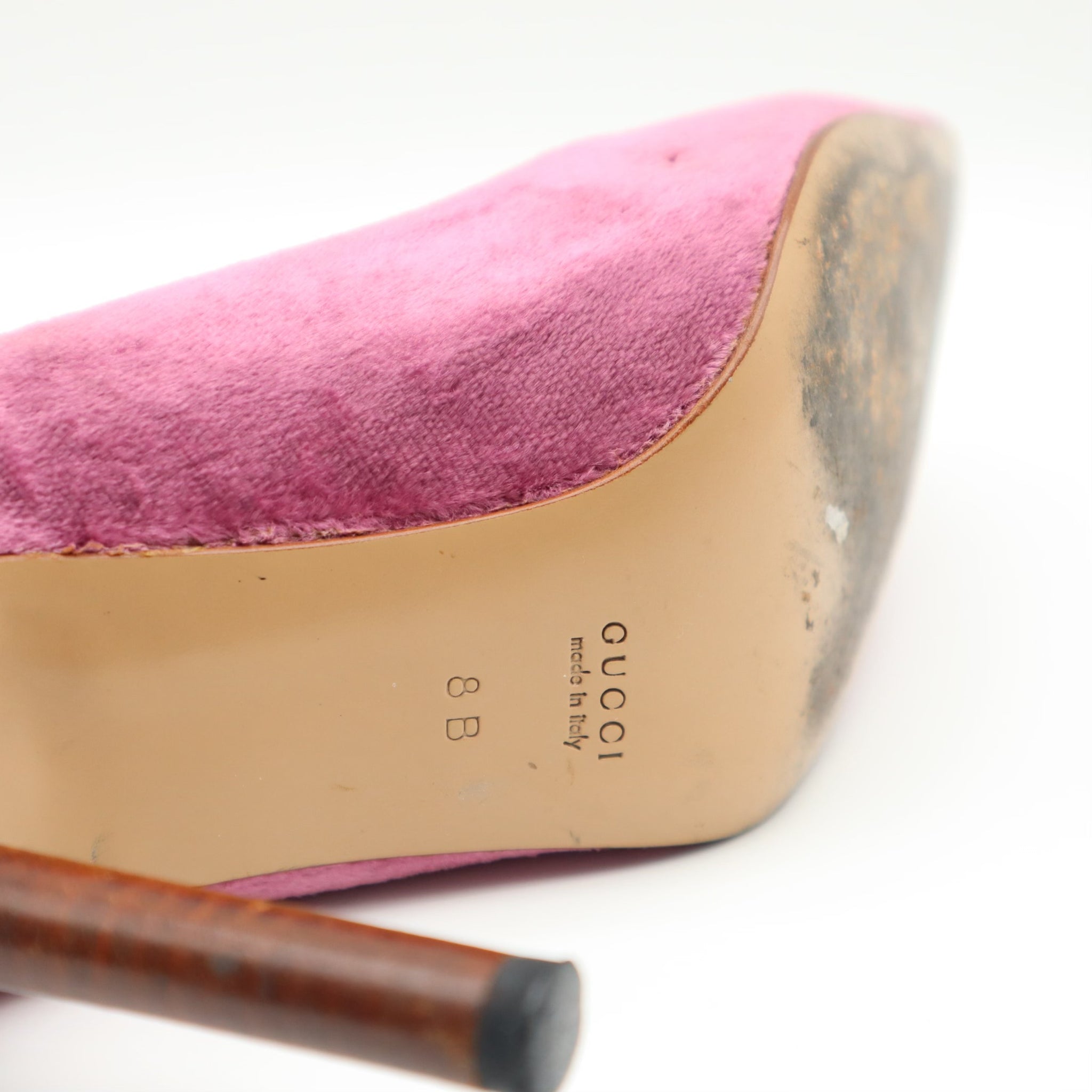 Purple Velvet Wood Heeled Pumps