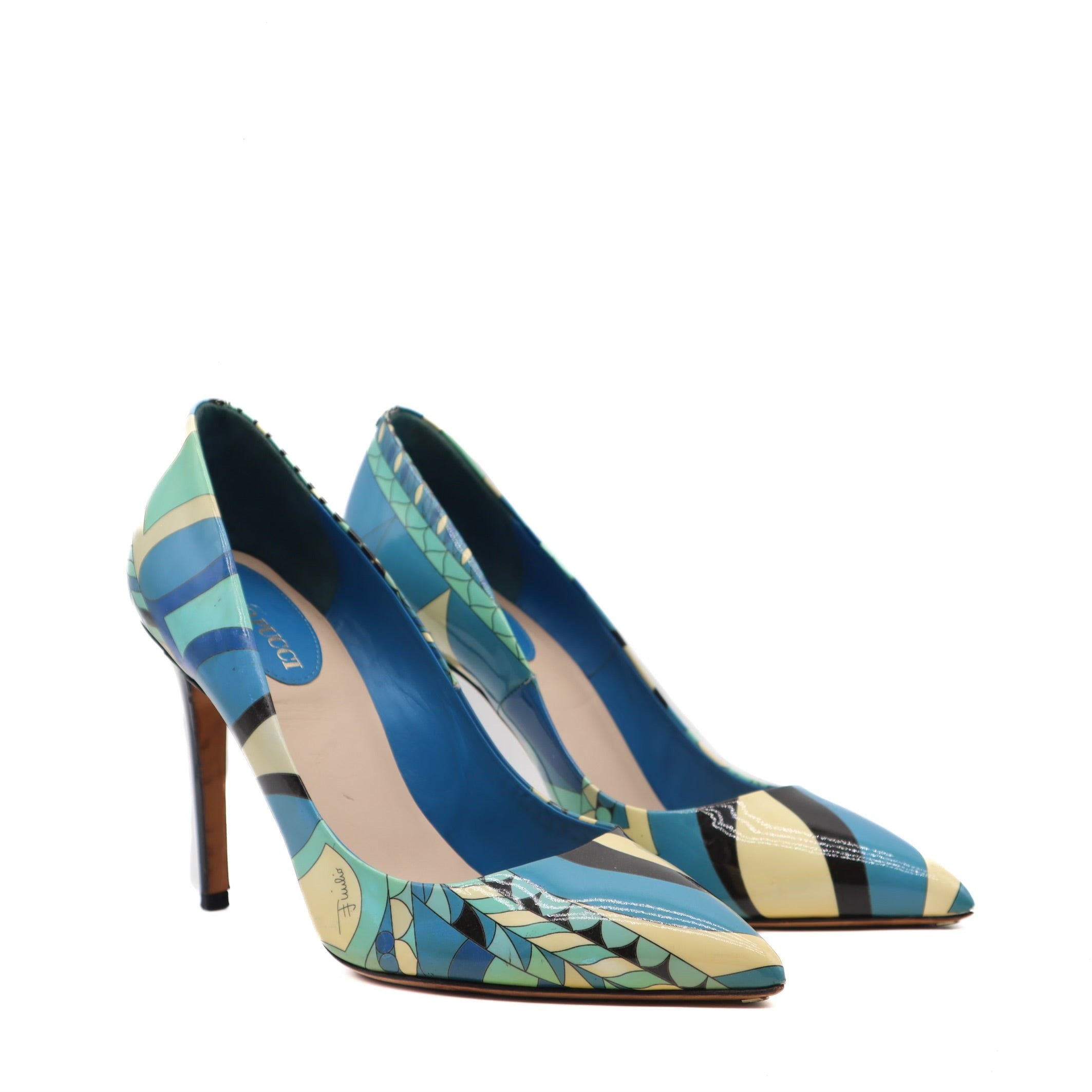 Patent Leather Abstract Printed Pumps