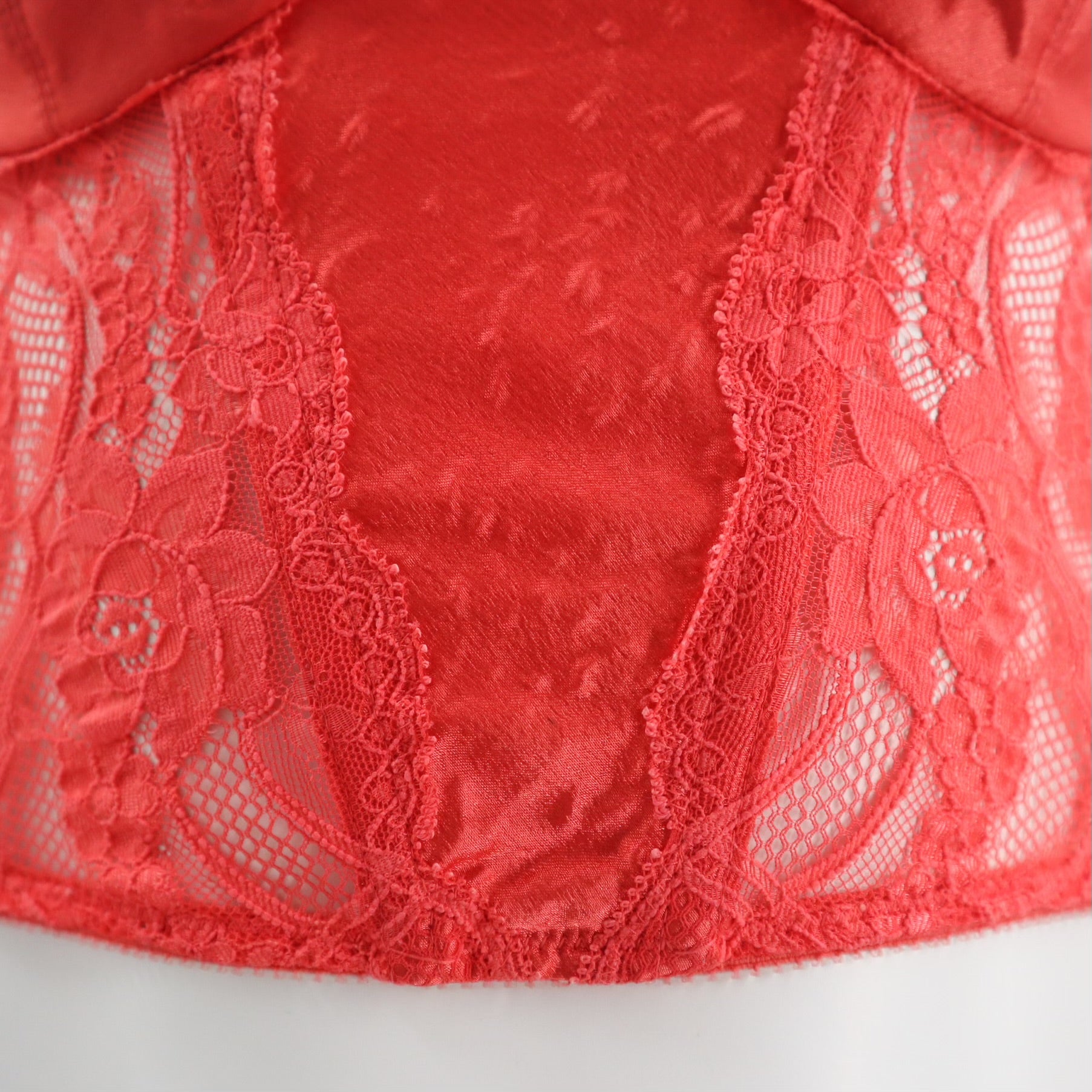 Vintage Intimo Red Lace Paneled Bustier Top