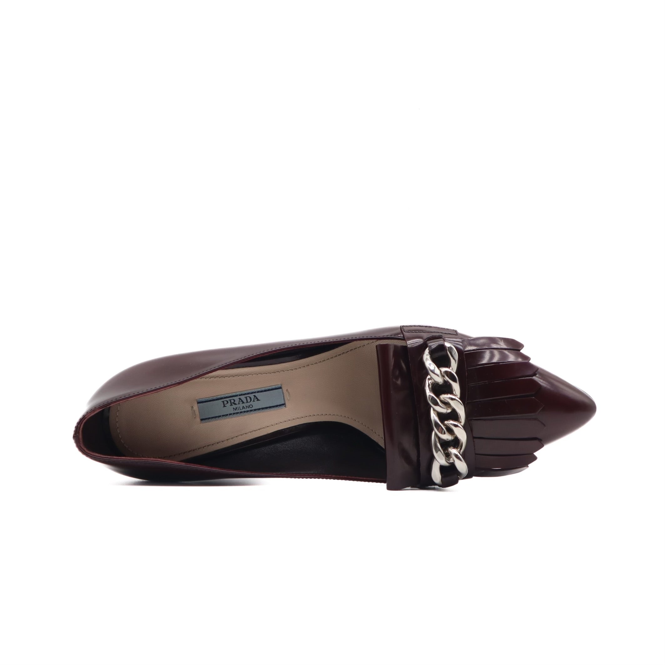 Kilted Chain Merlot Loafers