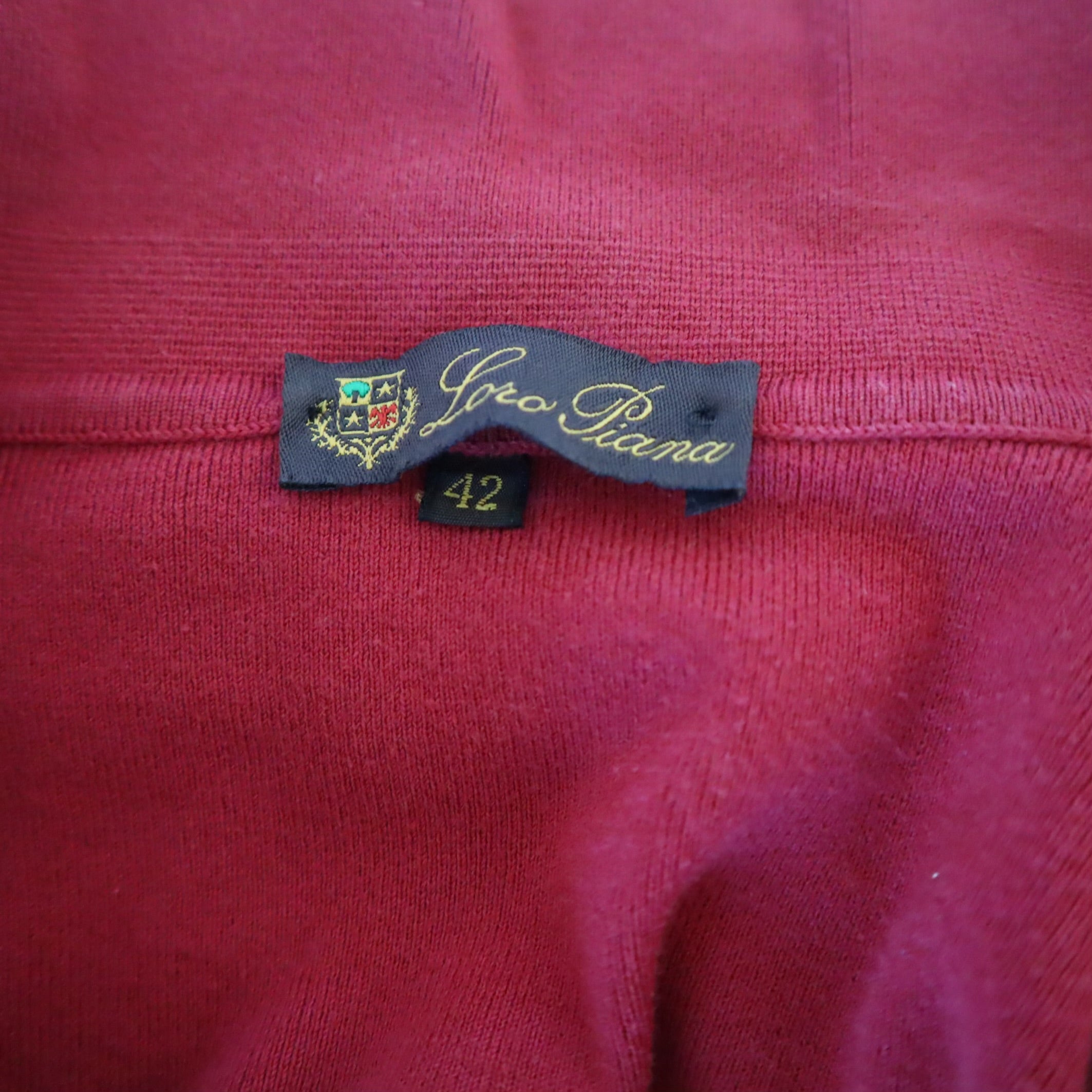 Red 3/4 Sleeve Cotton Blend Collared Shirt Size 42